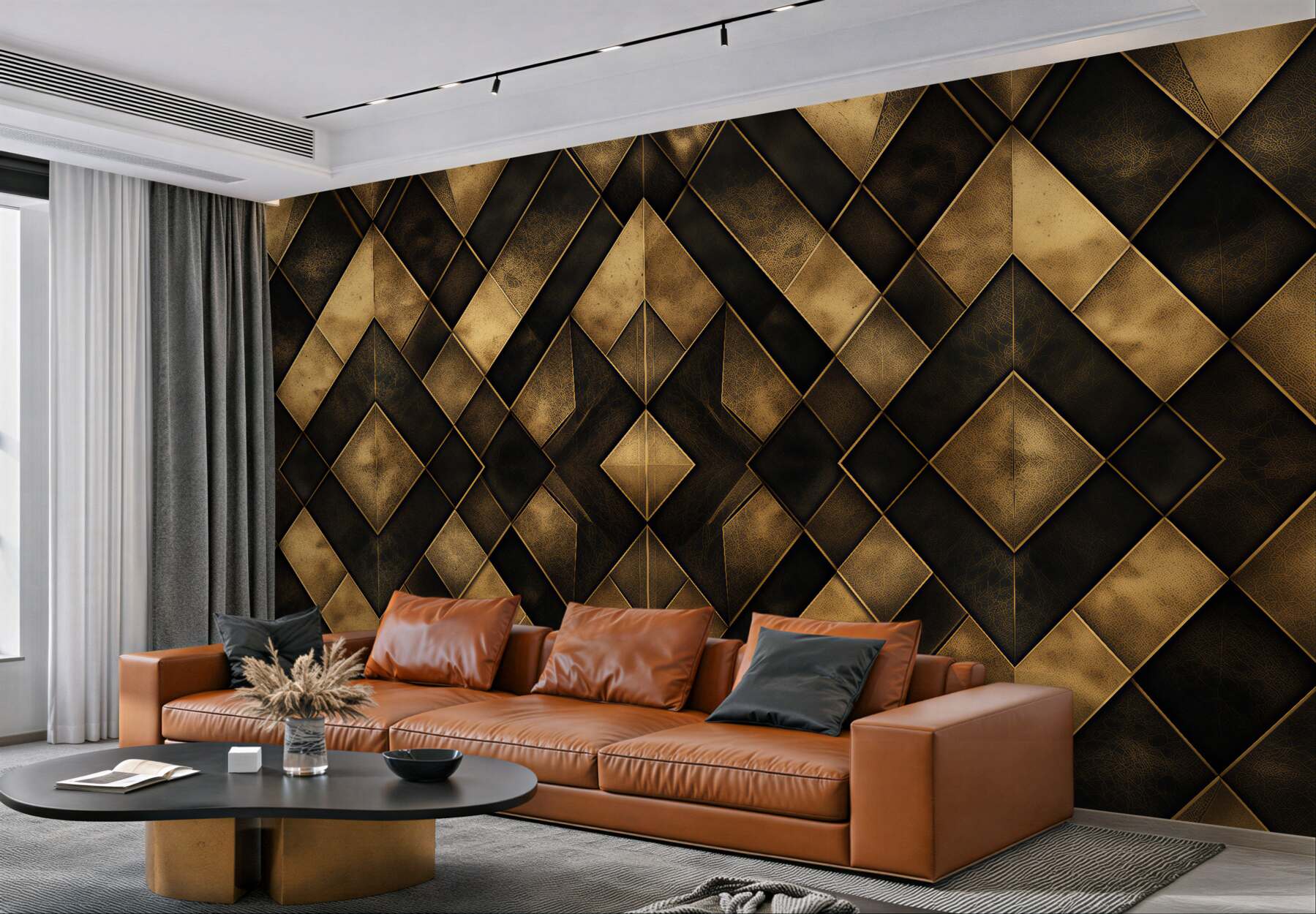 Fototapeten Goldene Geometrie im Art-Déco-Stil