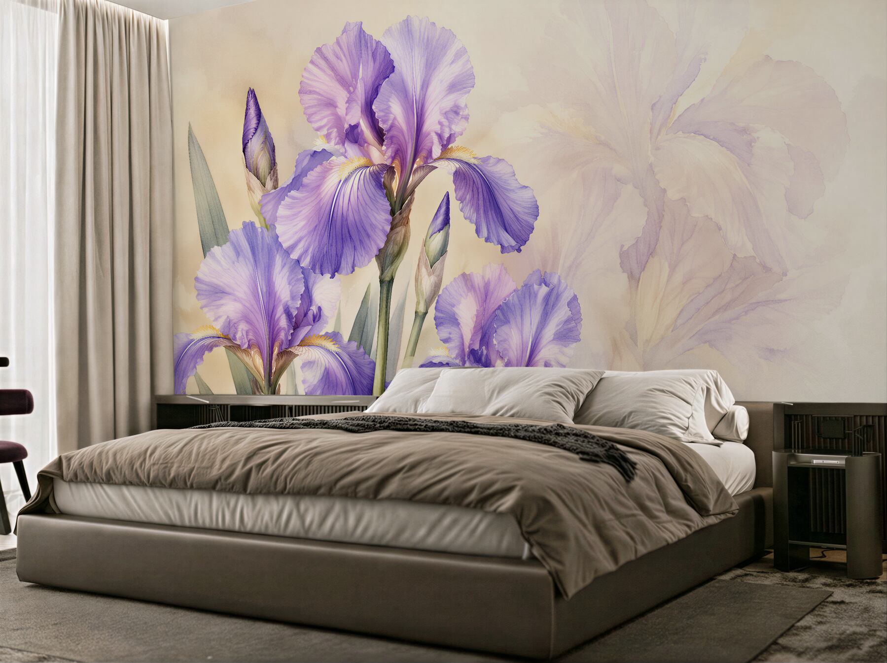 Fototapeten Lavendelfarbene Iris im Glanz