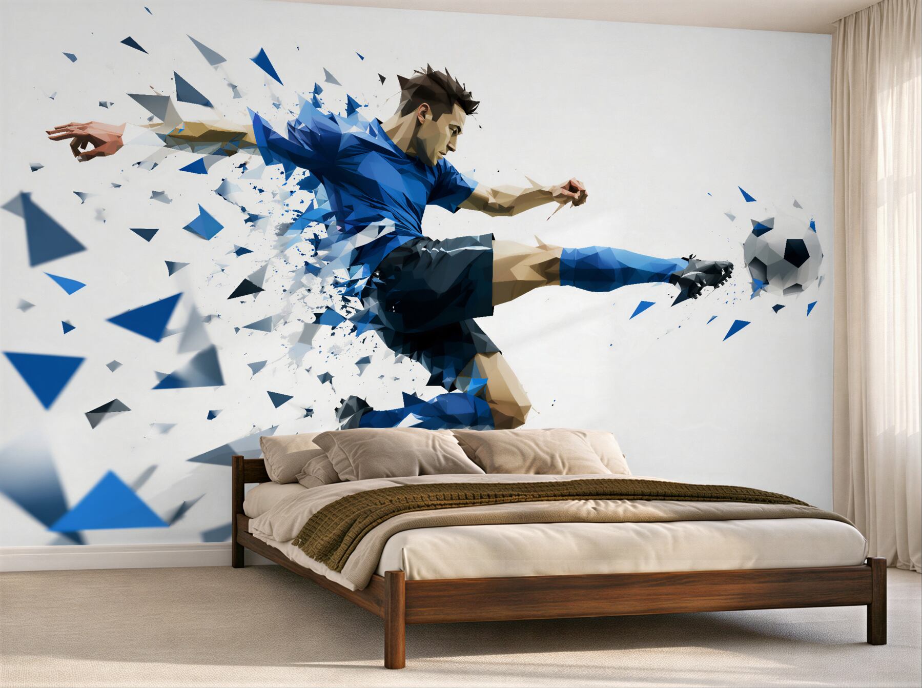 Fototapeten Dynamischer Fußballspieler im geometrischen Stil