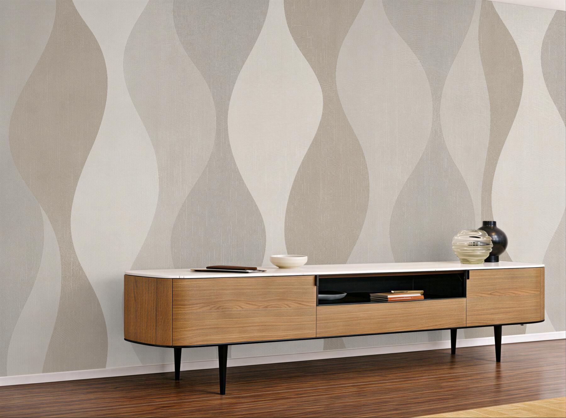 Fototapeten Wellige geometrische Harmonie in Beige
