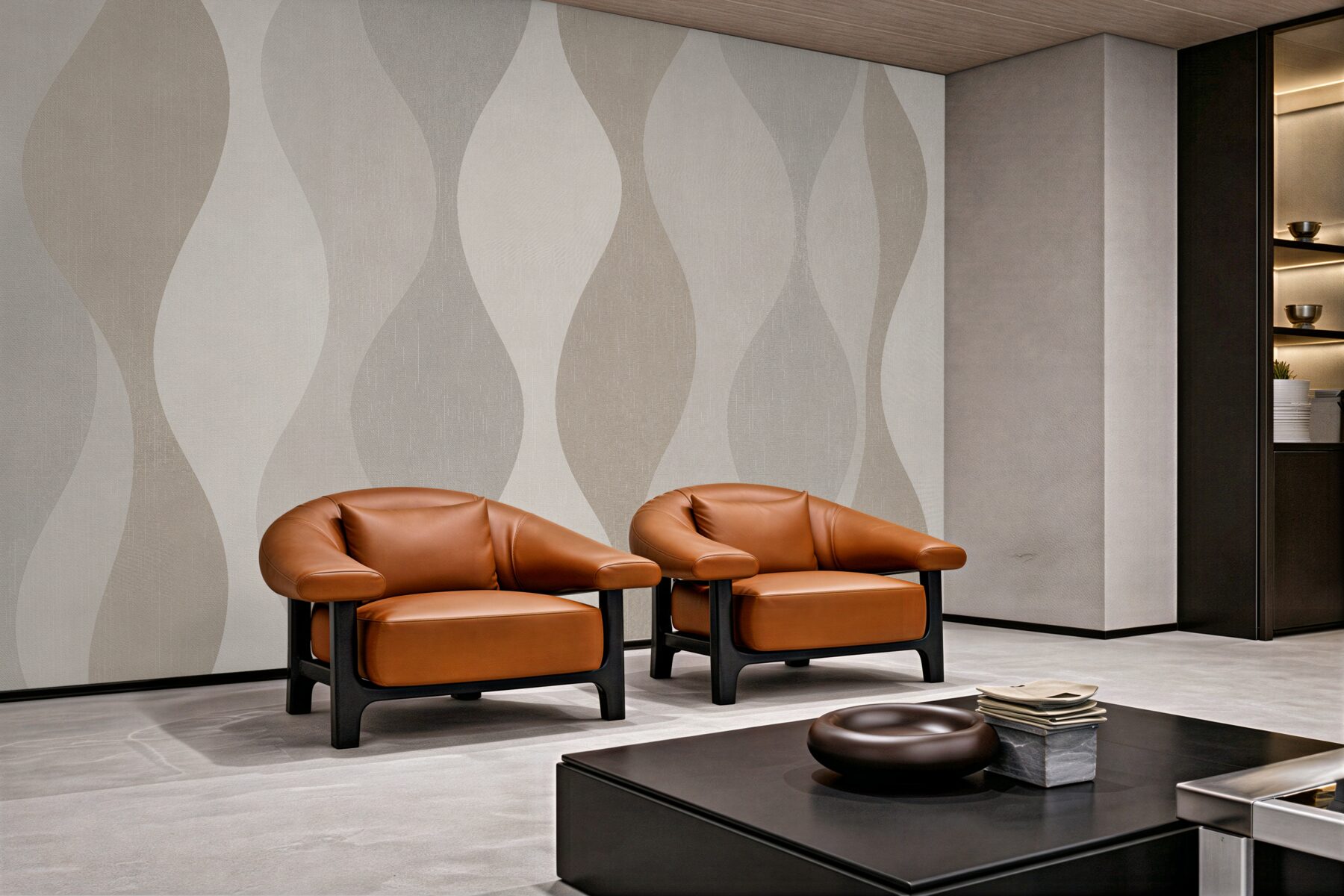 Fototapeten Wellige geometrische Harmonie in Beige