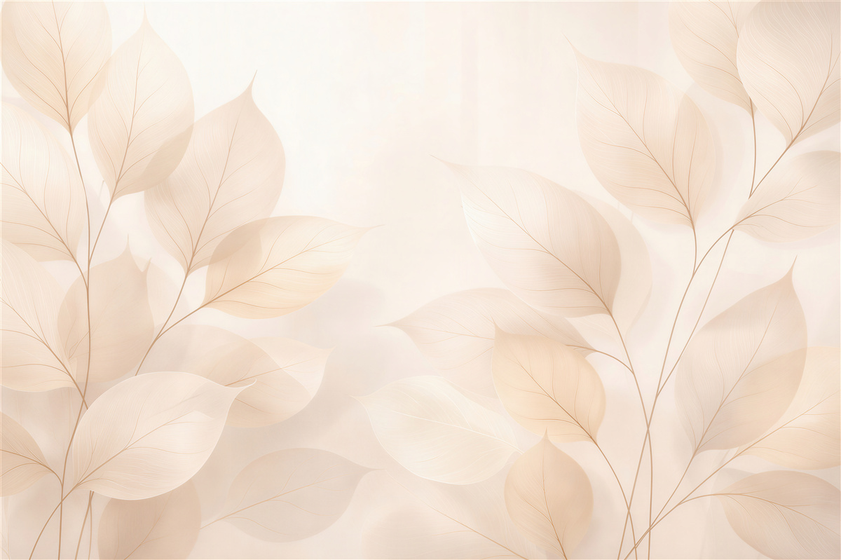 Fototapeten Zarte beige Blätter