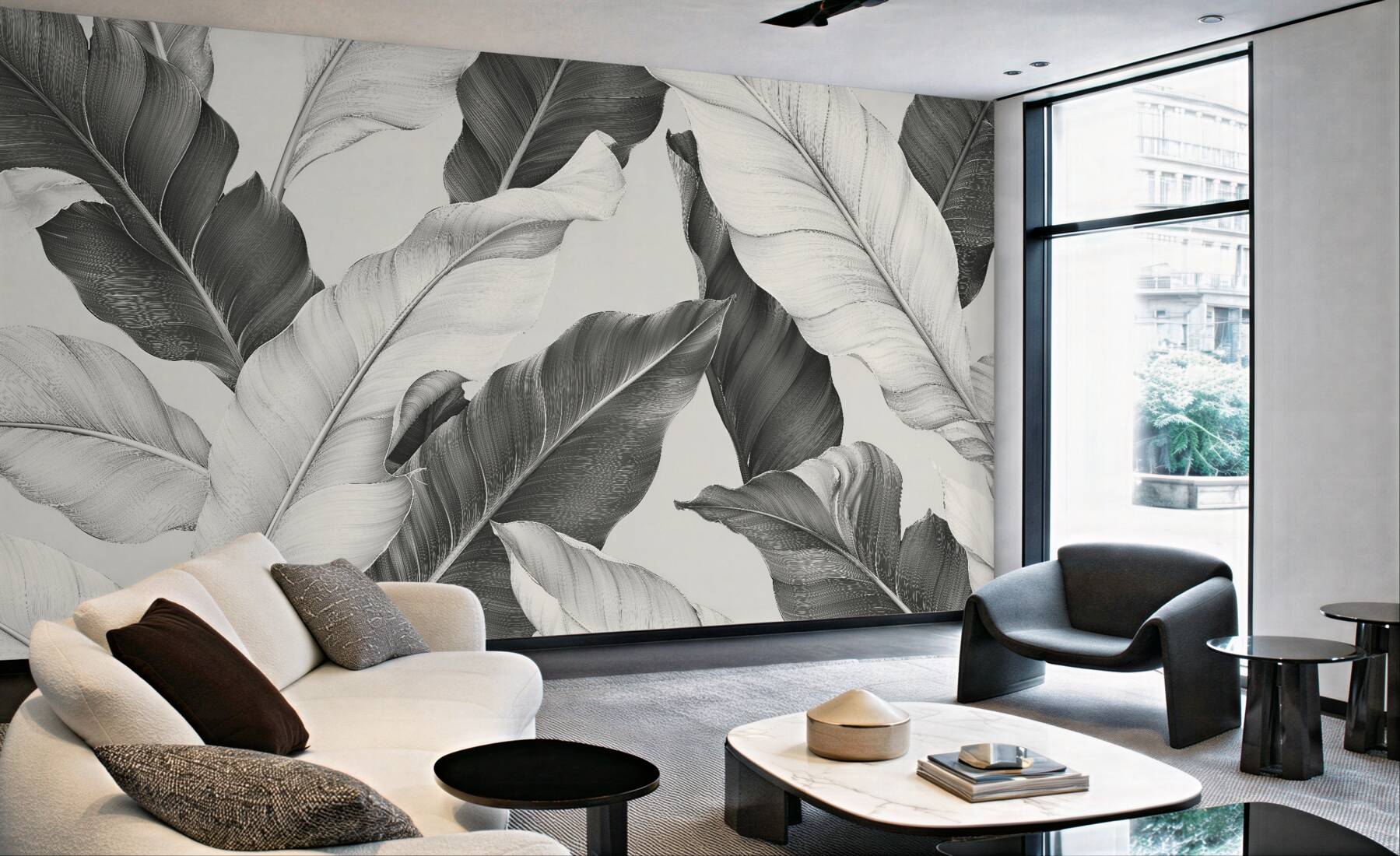 Fototapeten Monochrome Blätter im Premium-Stil