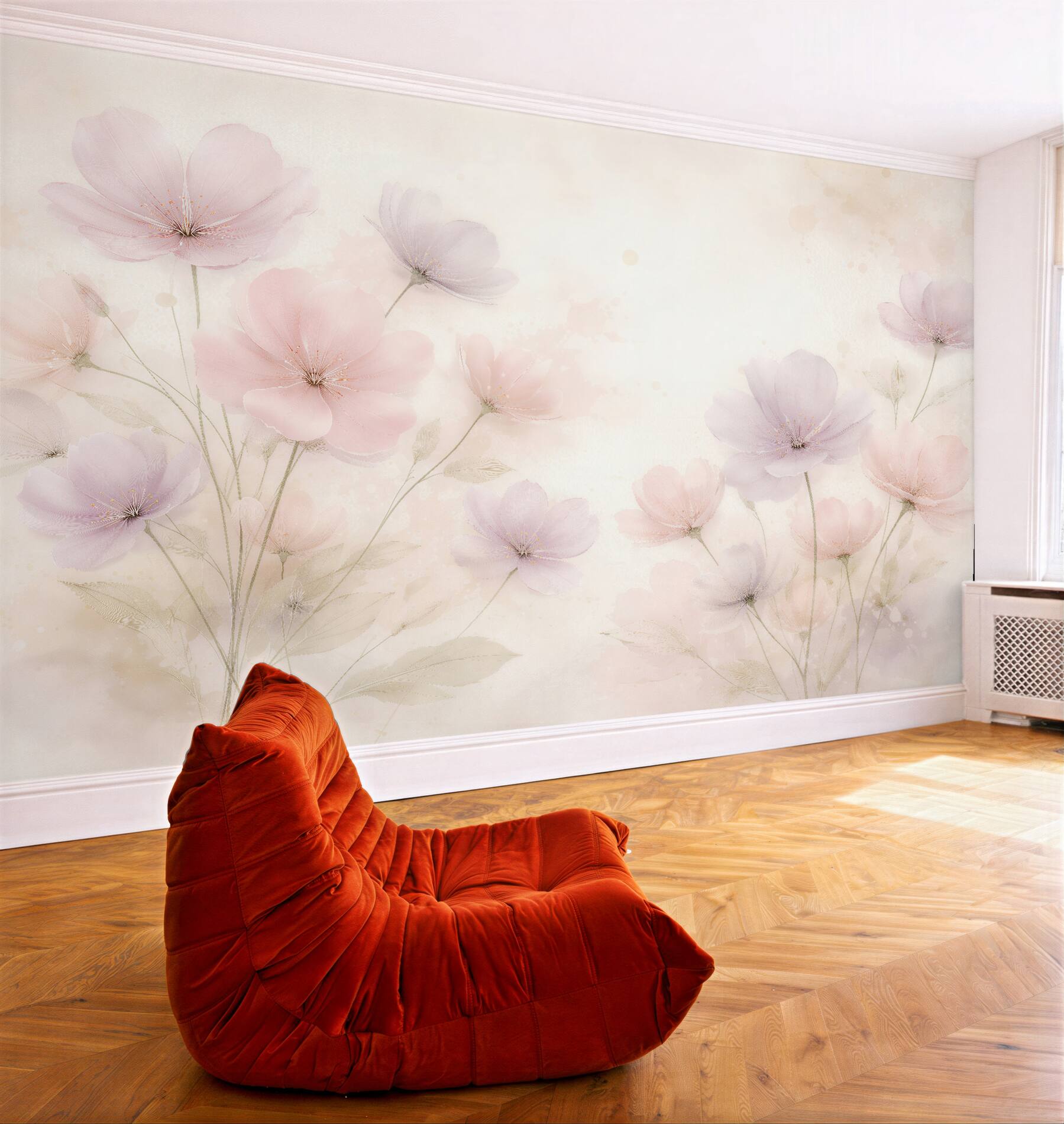 Fototapeten Pastellfarbene Aquarellblumen