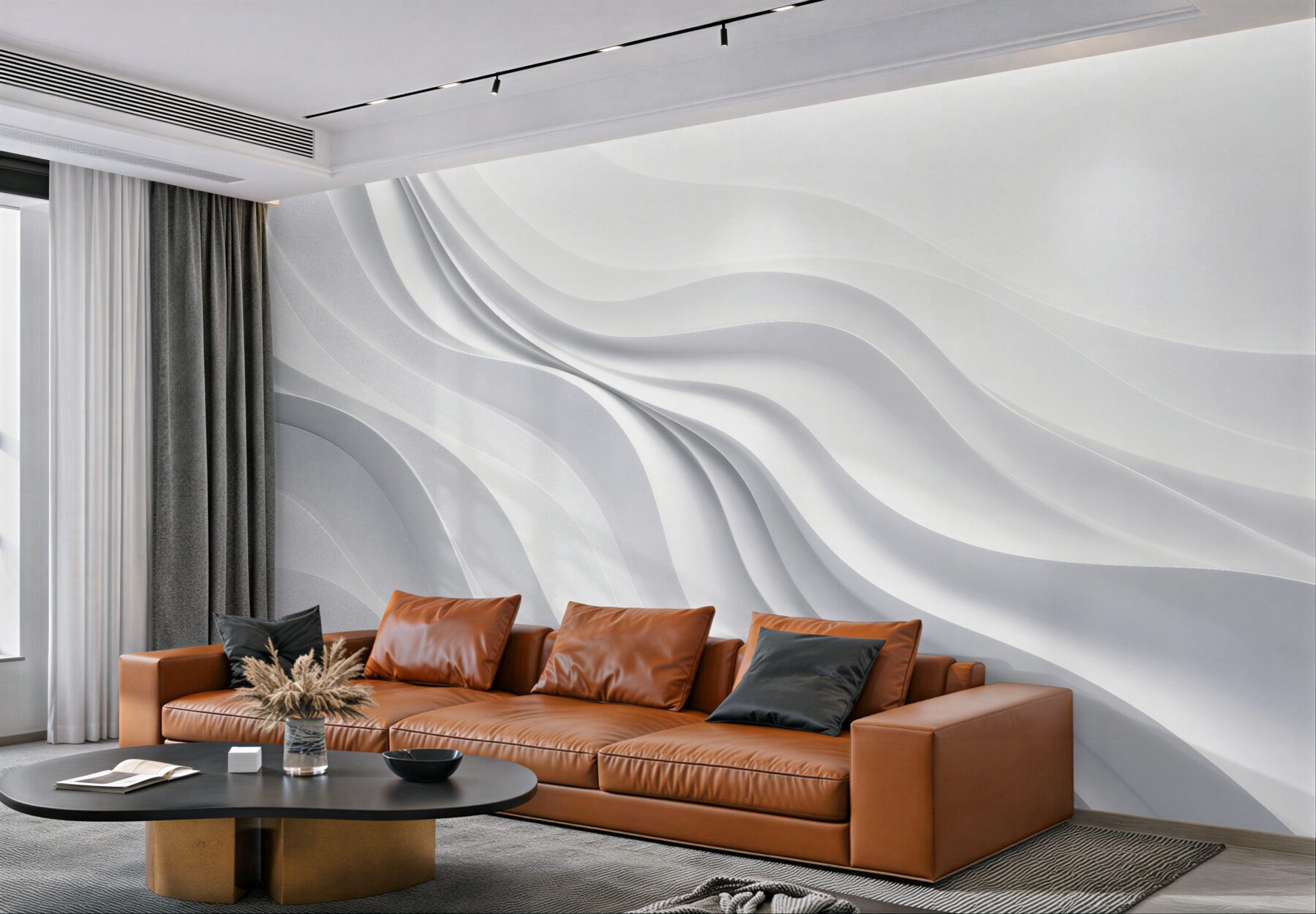 Fototapeten Weiße wellenförmige Linien 3D