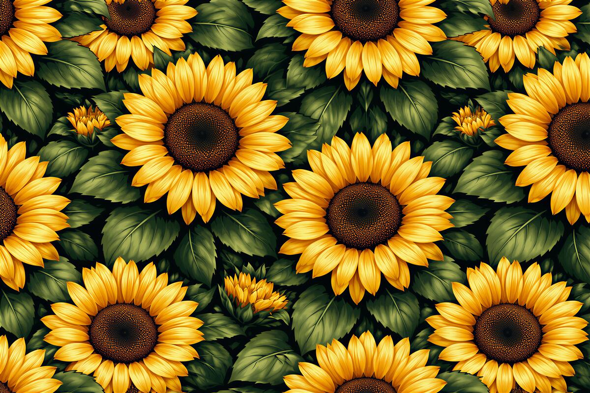 Fototapeten Sonnenblumen auf dunklem Hintergrund