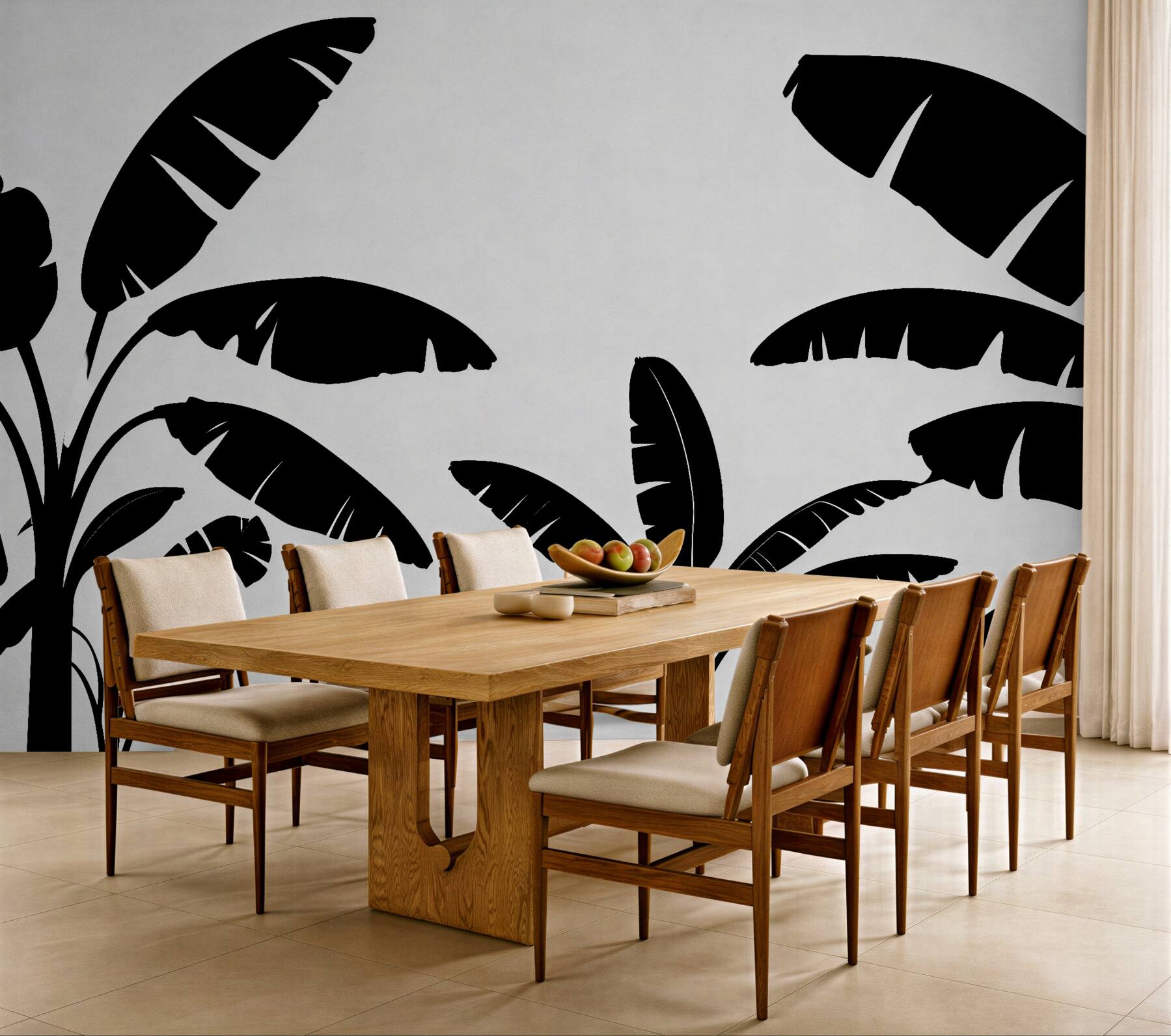 Fototapeten Minimalistische schwarze Palmblätter