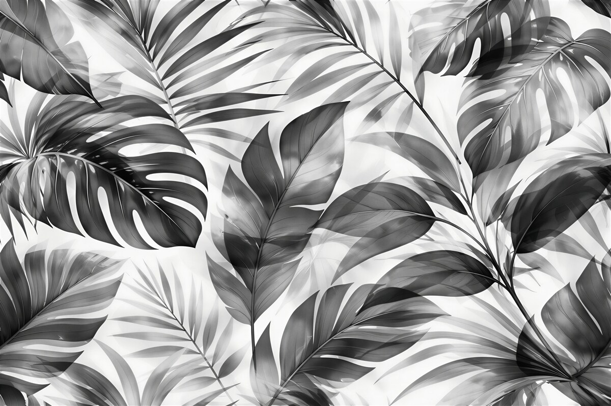 Fototapeten Monochrome tropische Blätter