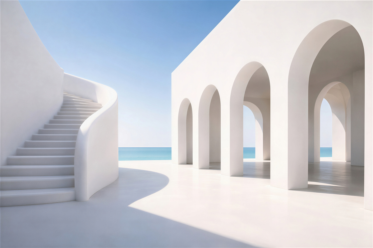 Fototapeten Minimalistische Arkaden am Meer