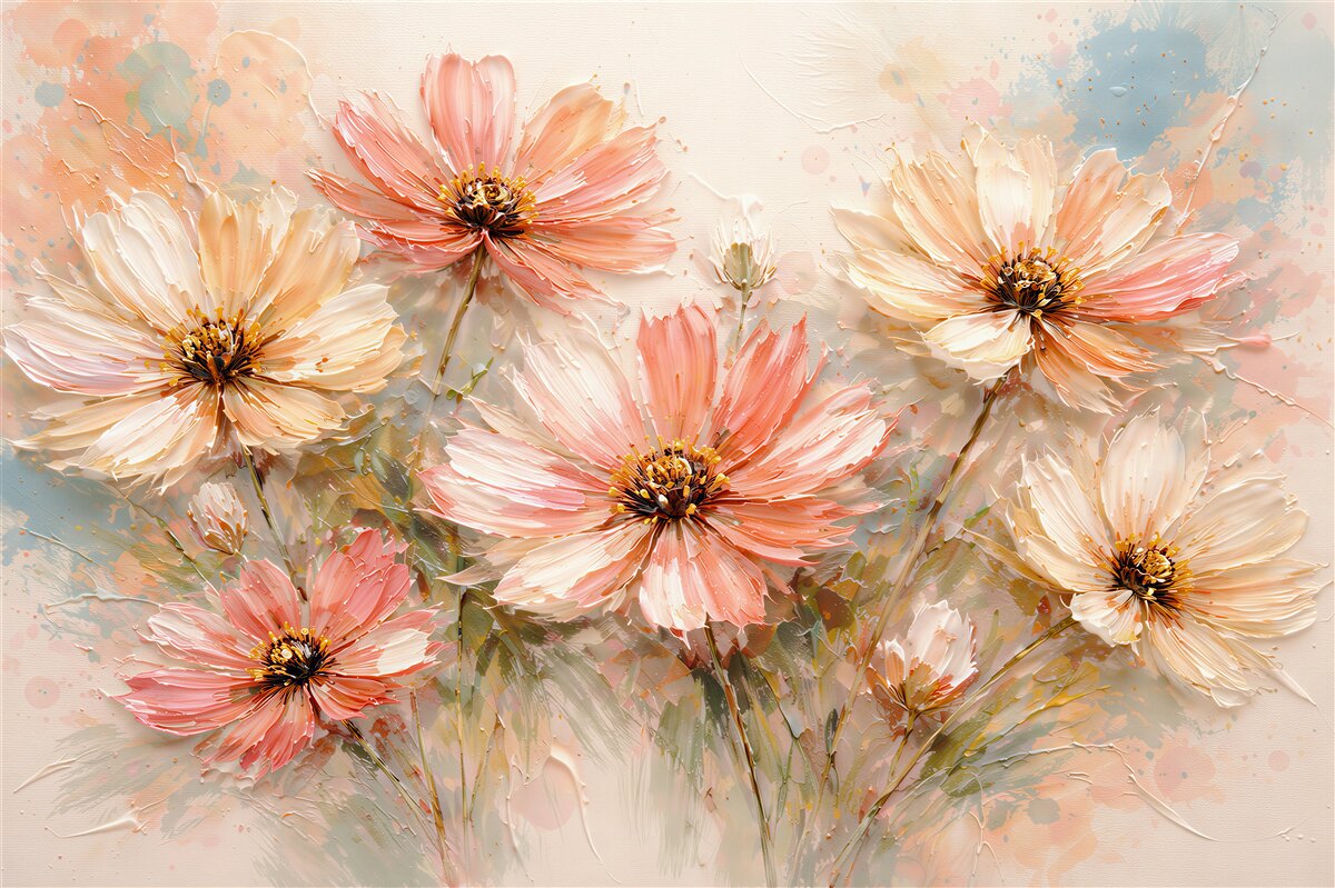 Fototapeten Pastellblumen in malerischer Blüte