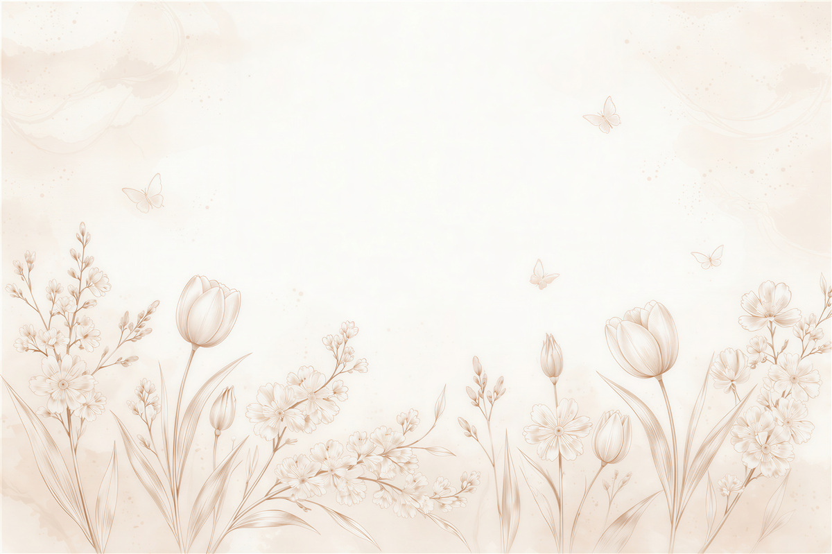 Fototapeten Zarte Tulpen und Schmetterlinge