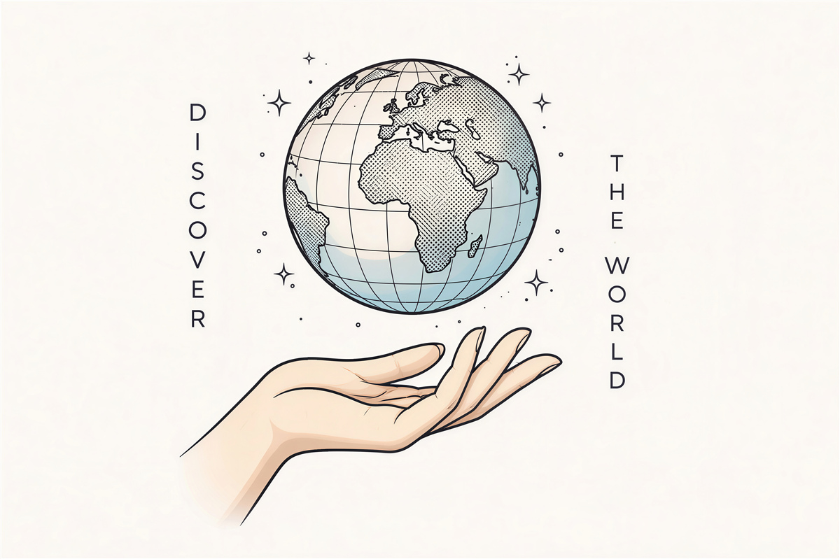 Fototapeten Entdecke die Welt in deiner Hand