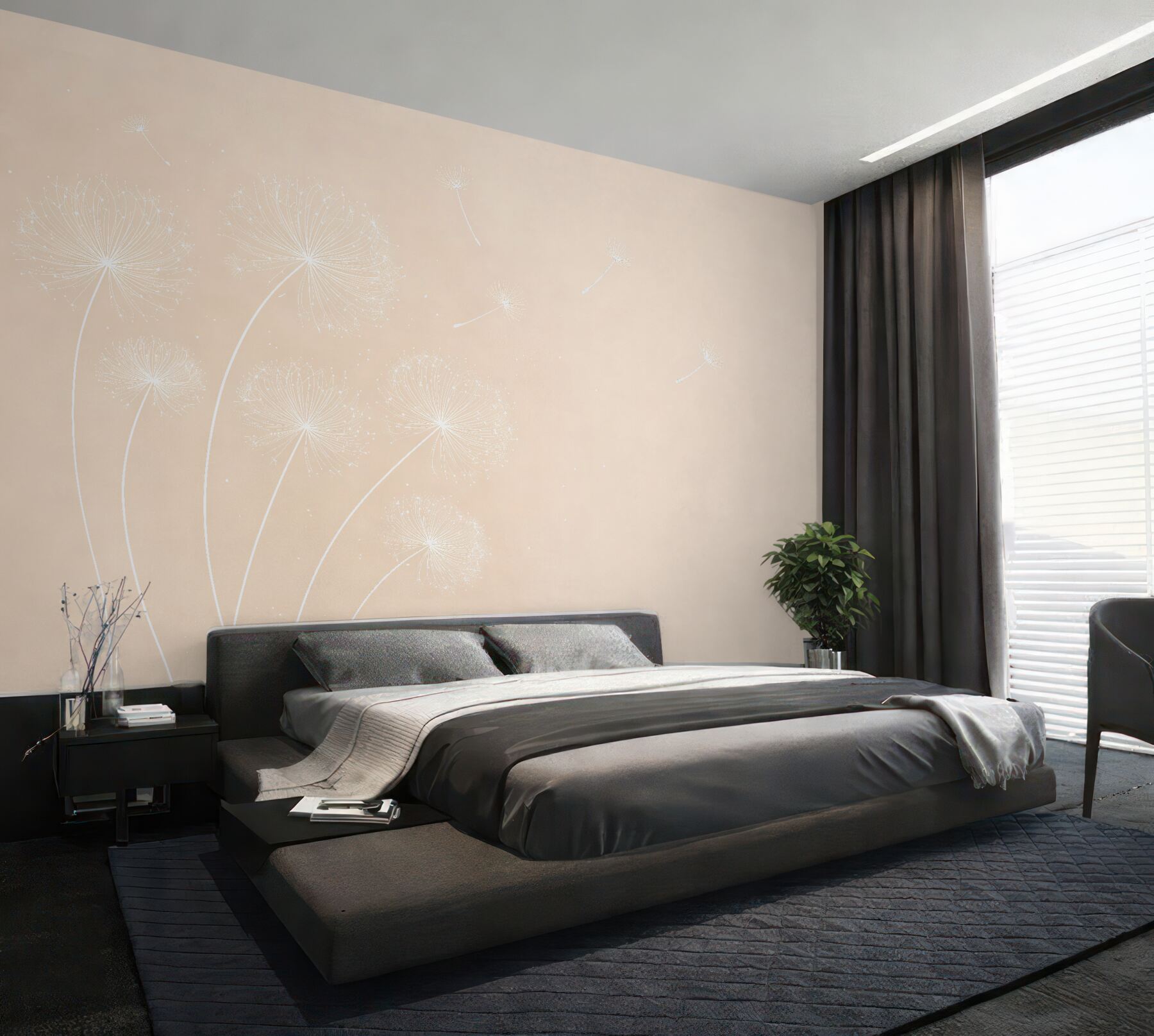 Fototapeten Zarte Pusteblumen in Beige