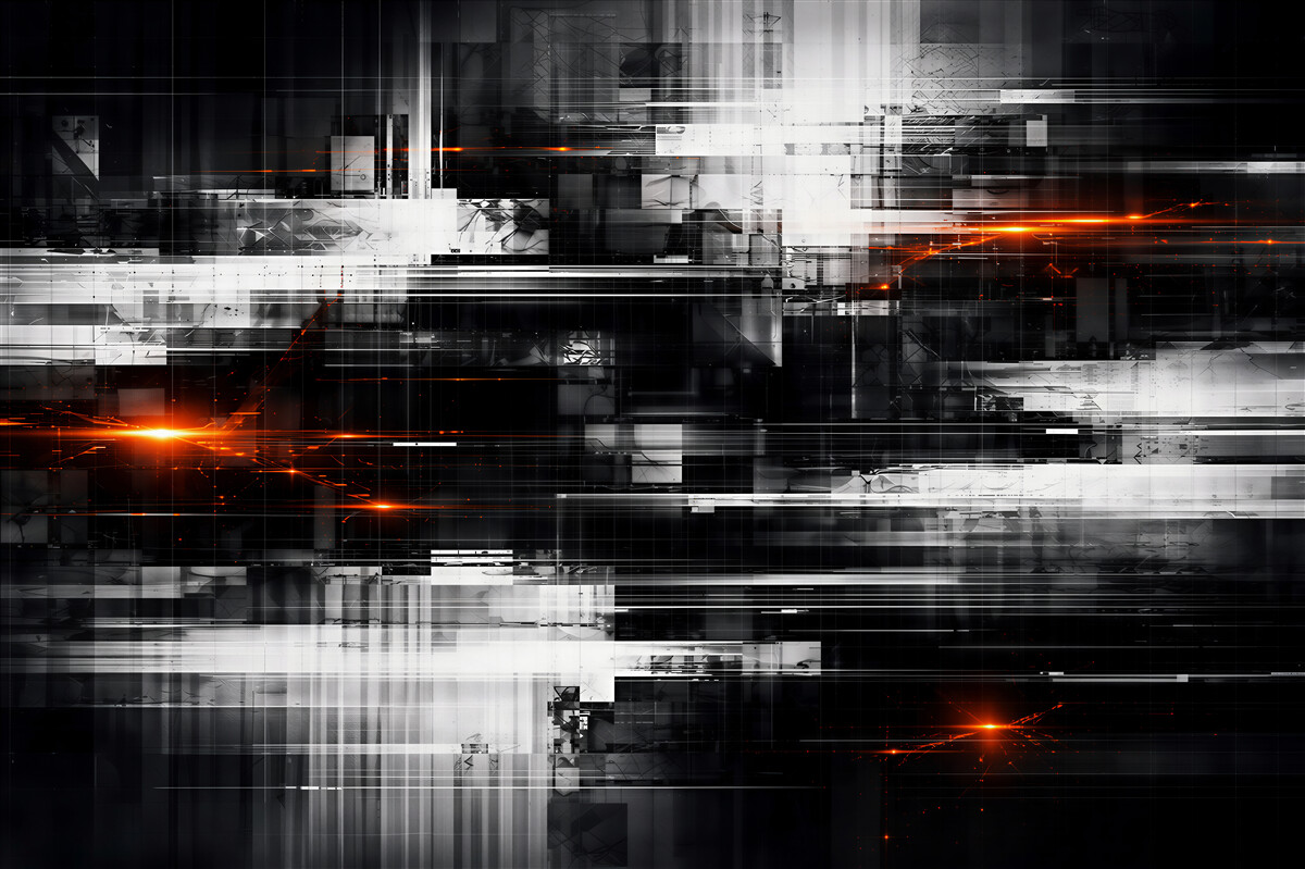 Fototapeten Futuristische Abstraktion mit orangem Licht