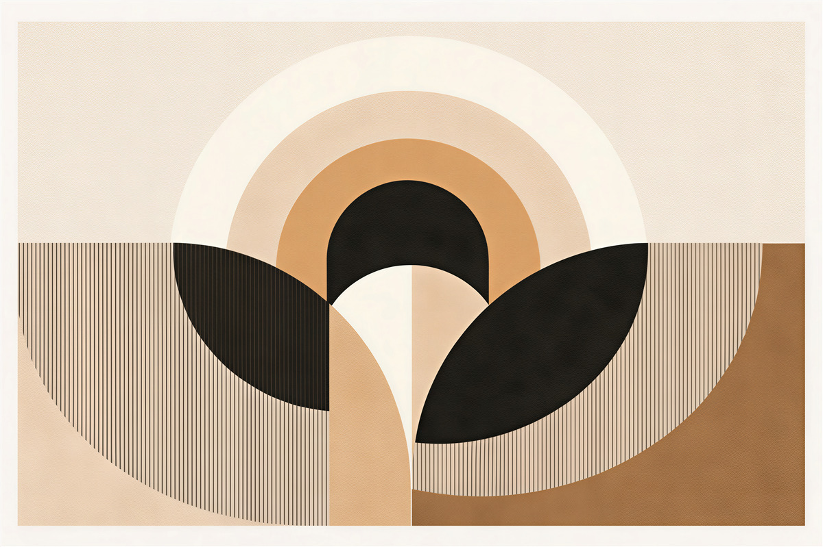 Fototapeten Geometrische Harmonie von Beige und Schwarz