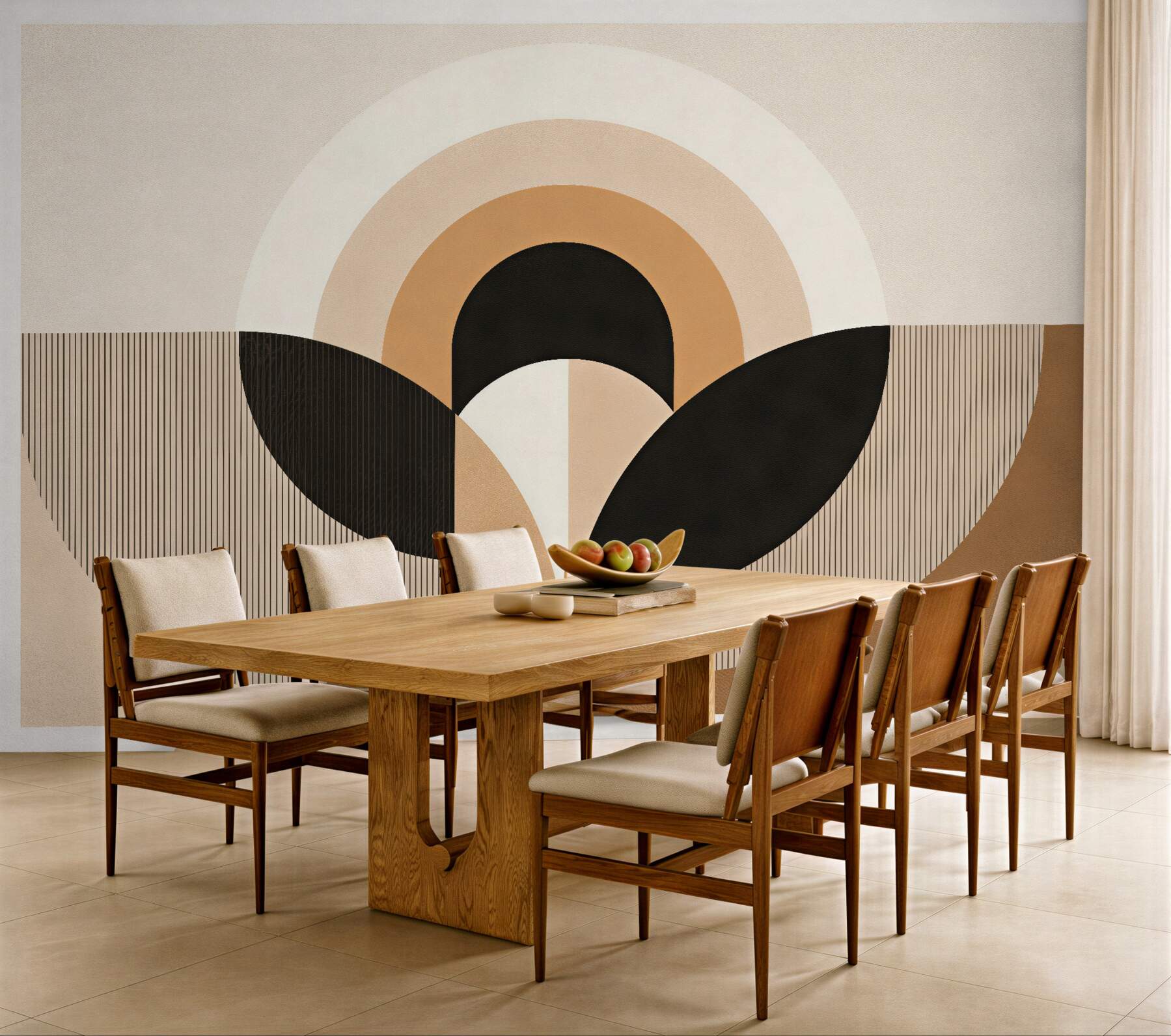 Fototapeten Geometrische Harmonie von Beige und Schwarz