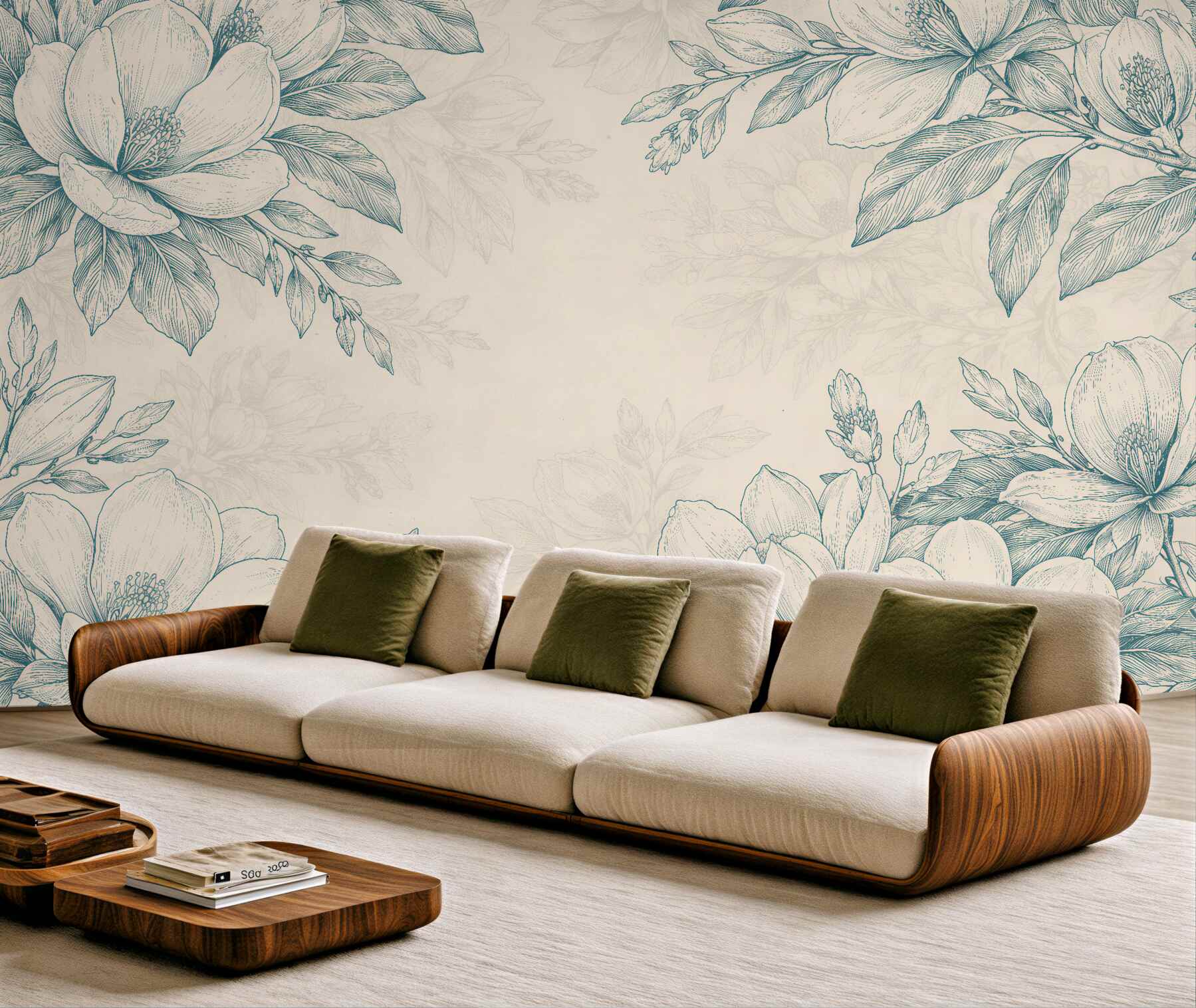 Fototapeten Florale Skizze im eleganten Stil