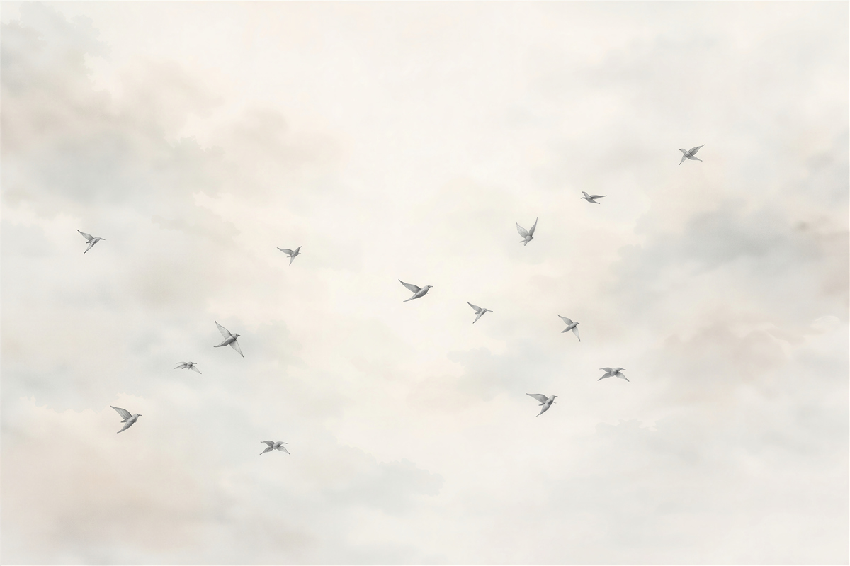 Fototapeten Vögel am hellen Himmel