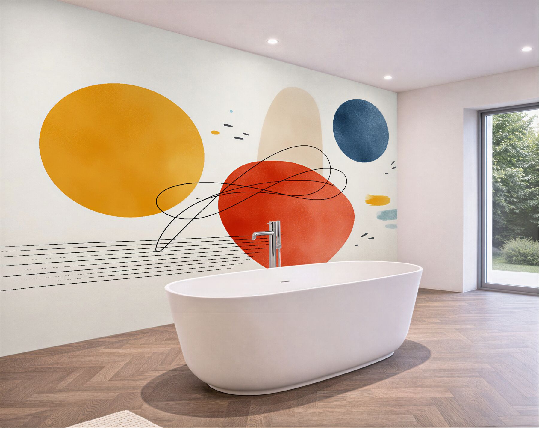 Fototapeten Bunte Abstraktion mit geometrischem Rhythmus