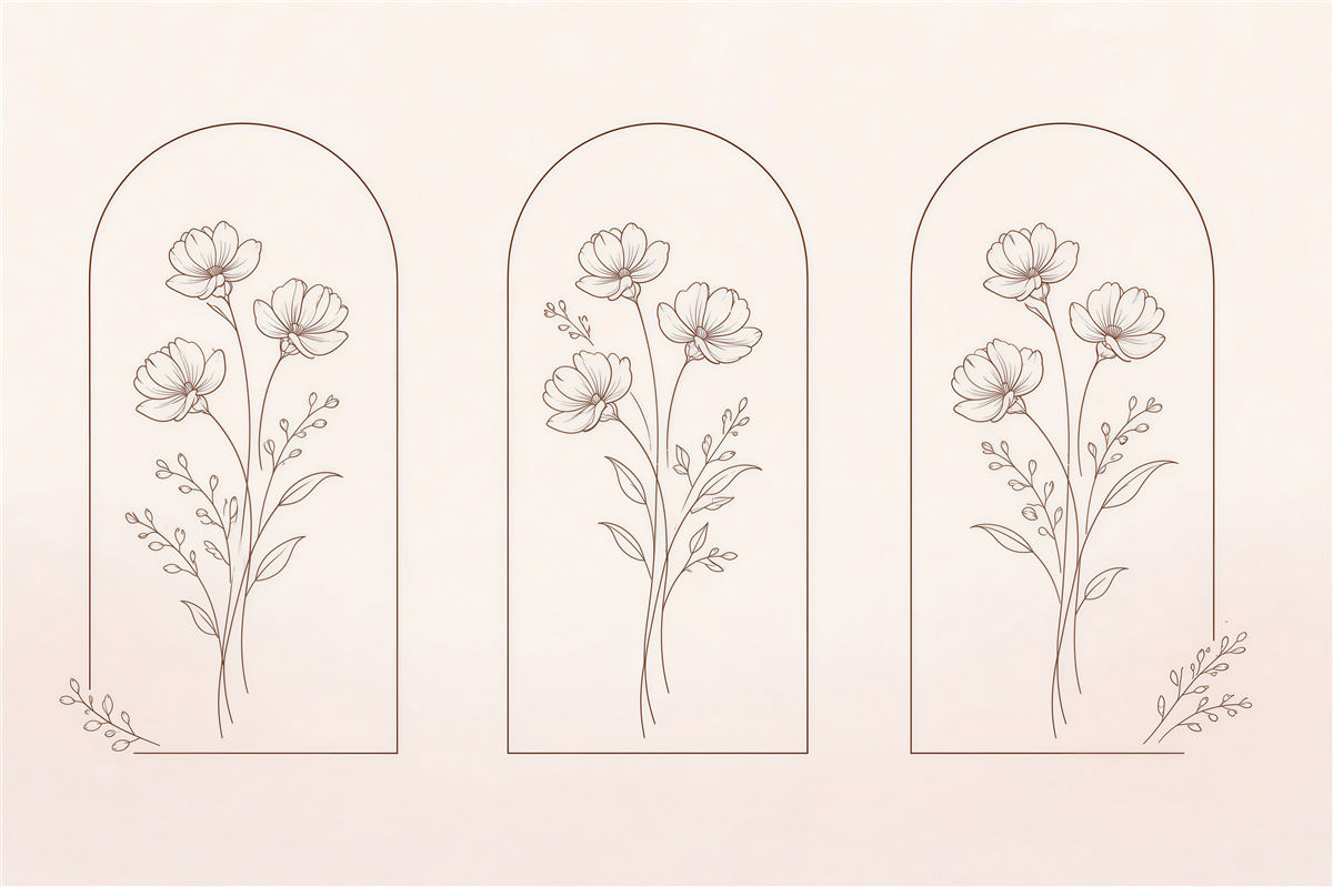 Fototapeten minimalistische Blumen in Arkaden