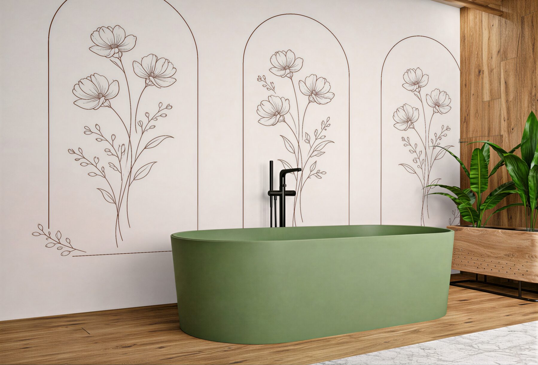 Fototapeten minimalistische Blumen in Arkaden