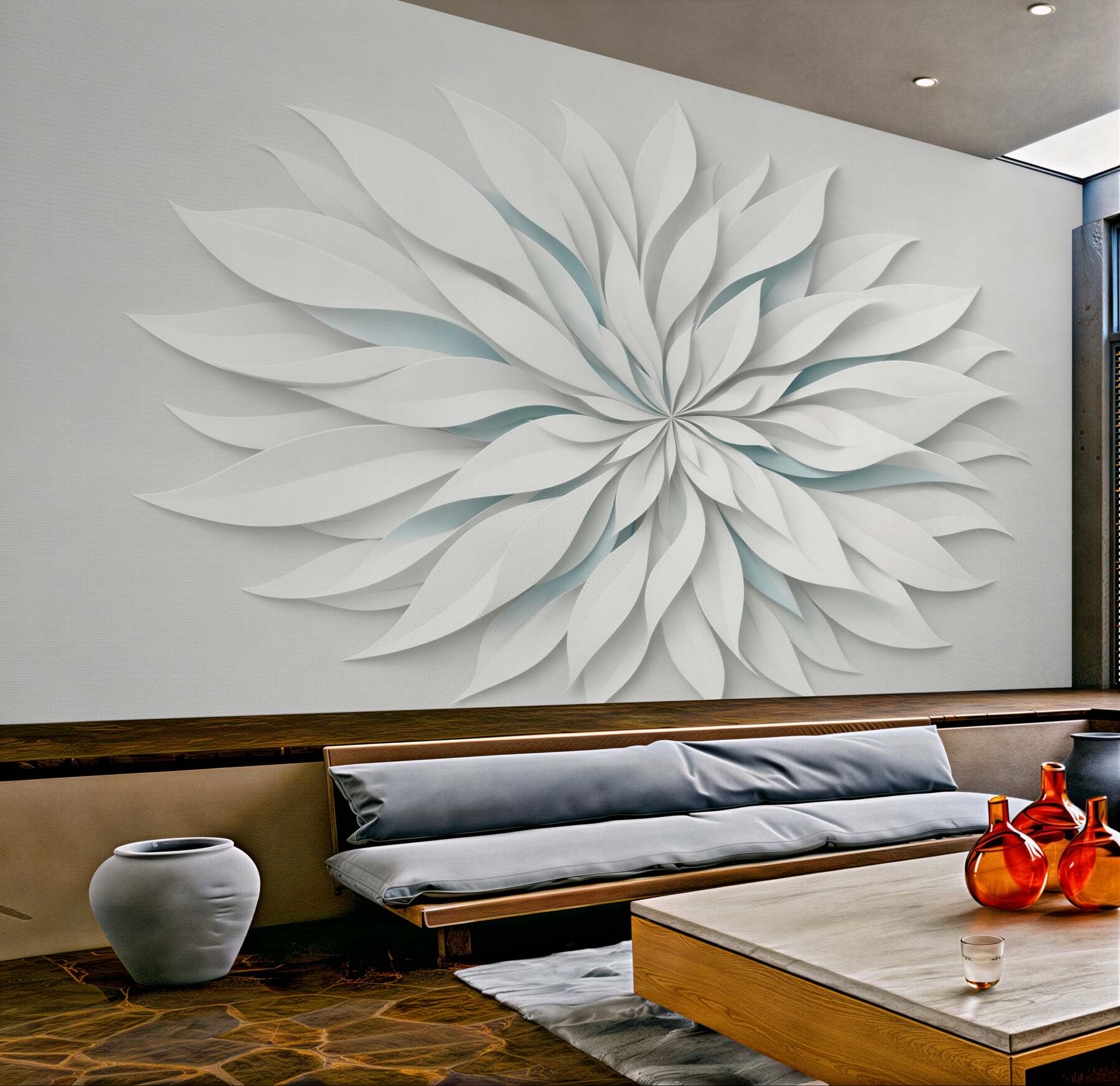 Fototapeten Weiße 3D-Blume der Ruhe