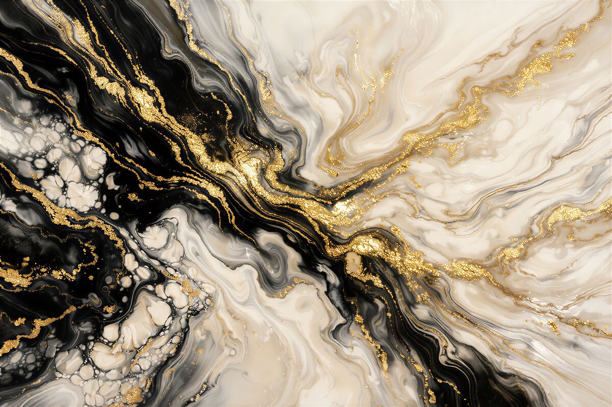 Fototapeten Schwarz-goldener Marmorwirbel