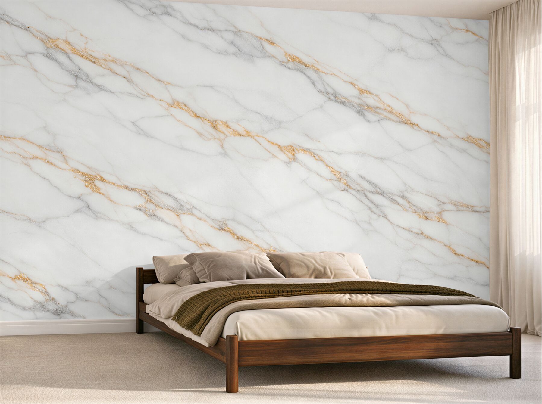 Fototapeten Weißer Marmor mit goldener Ader