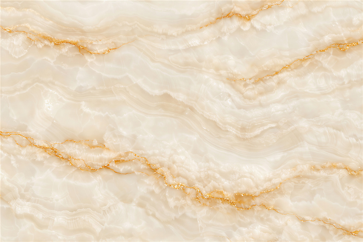 Fototapeten Goldener Onyx in cremefarbener Eleganz