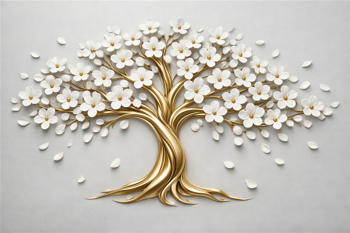 Fototapeten Eleganter Baum aus Blumen