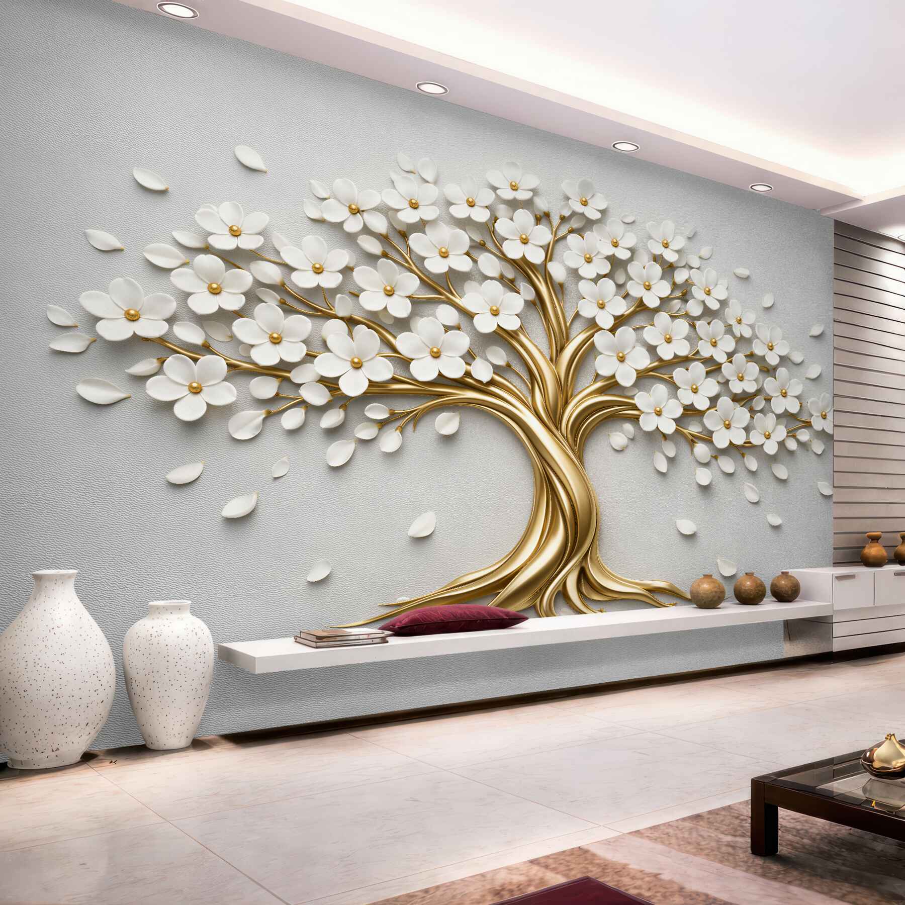 Fototapeten Eleganter Baum aus Blumen
