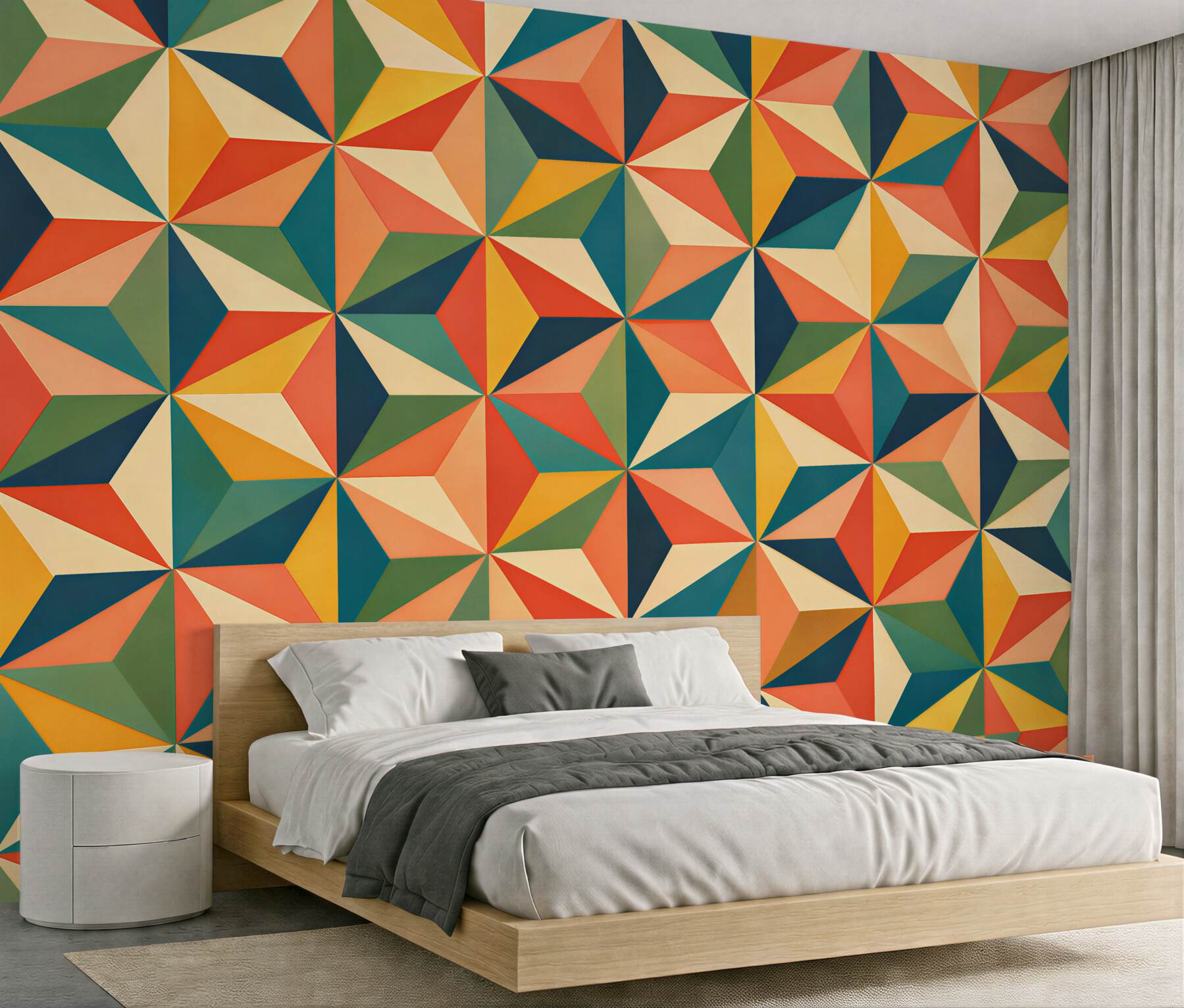Fototapeten Retro geometrisches Farbmosaik