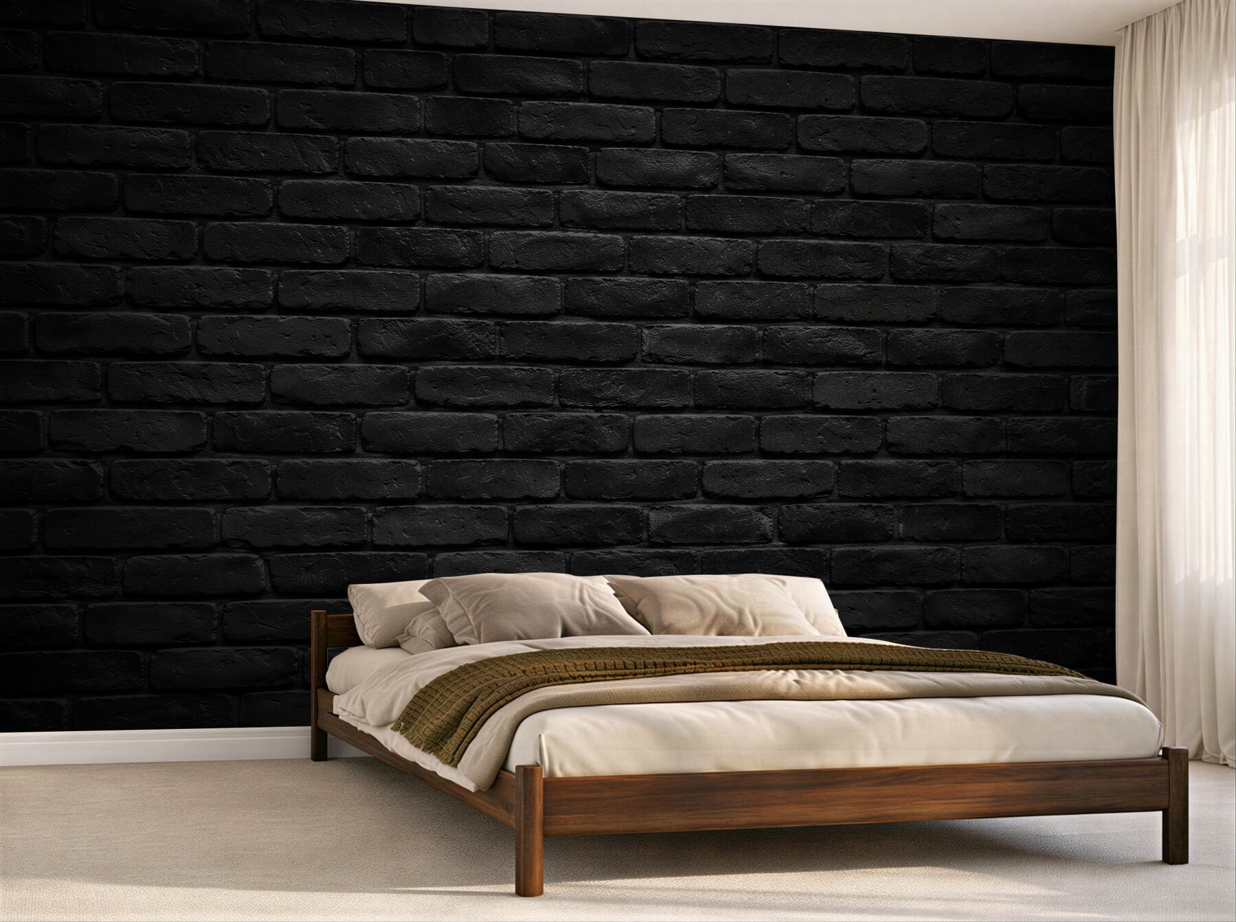 Fototapeten Dunkle Backsteinwand im Loftstil