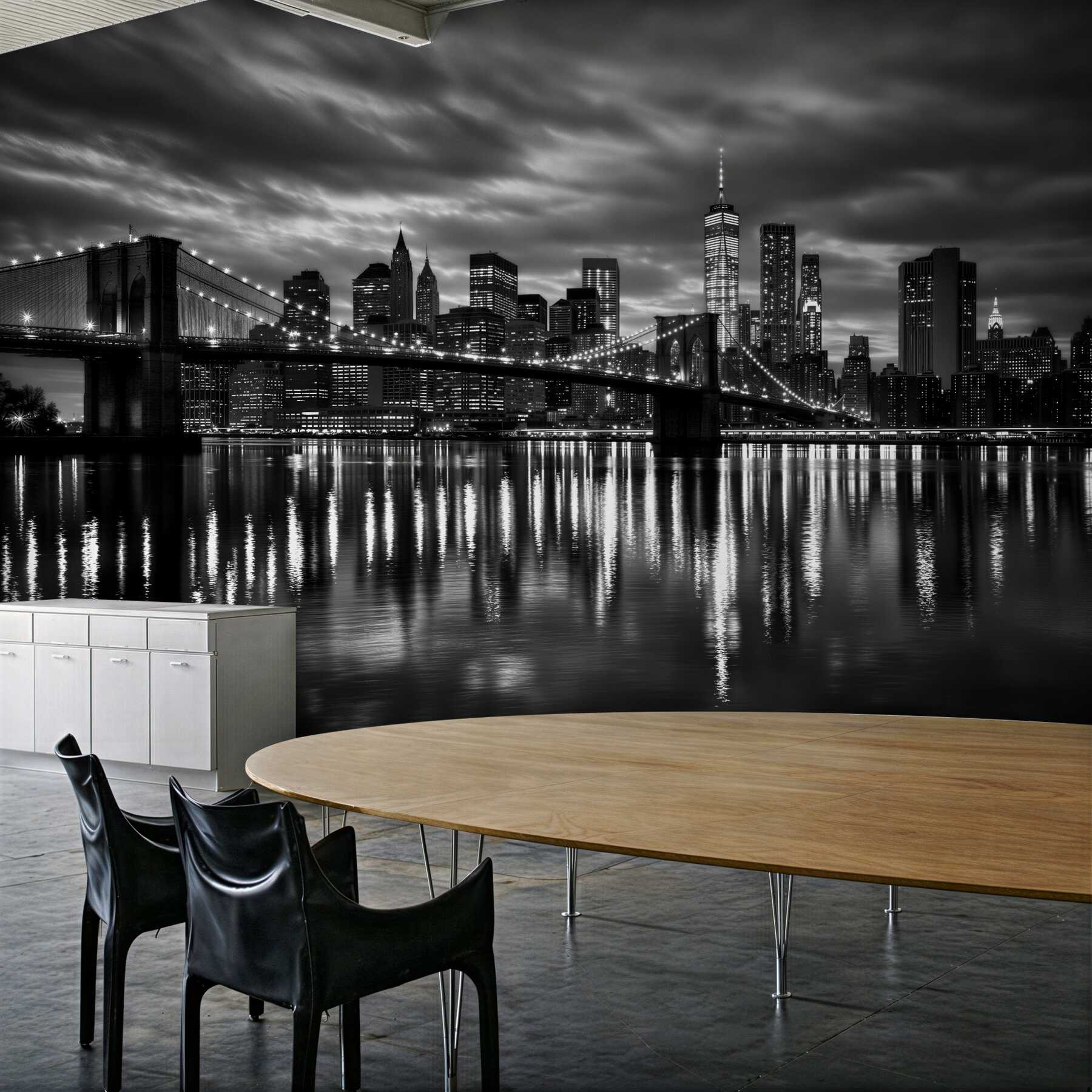 Fototapeten New York bei Nacht am Wasser