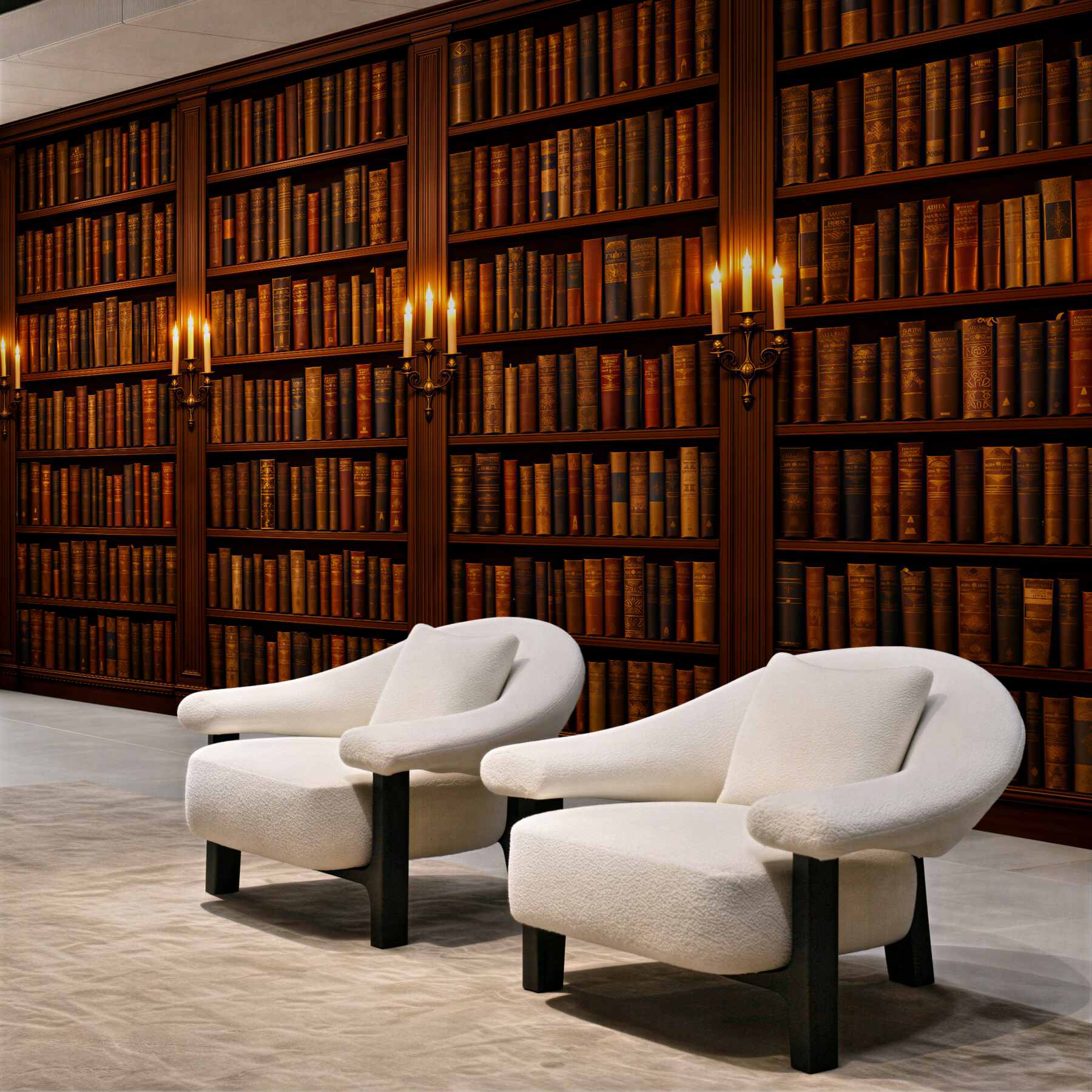 Fototapeten Stimmungsvolle Bibliothek bei Kerzenschein