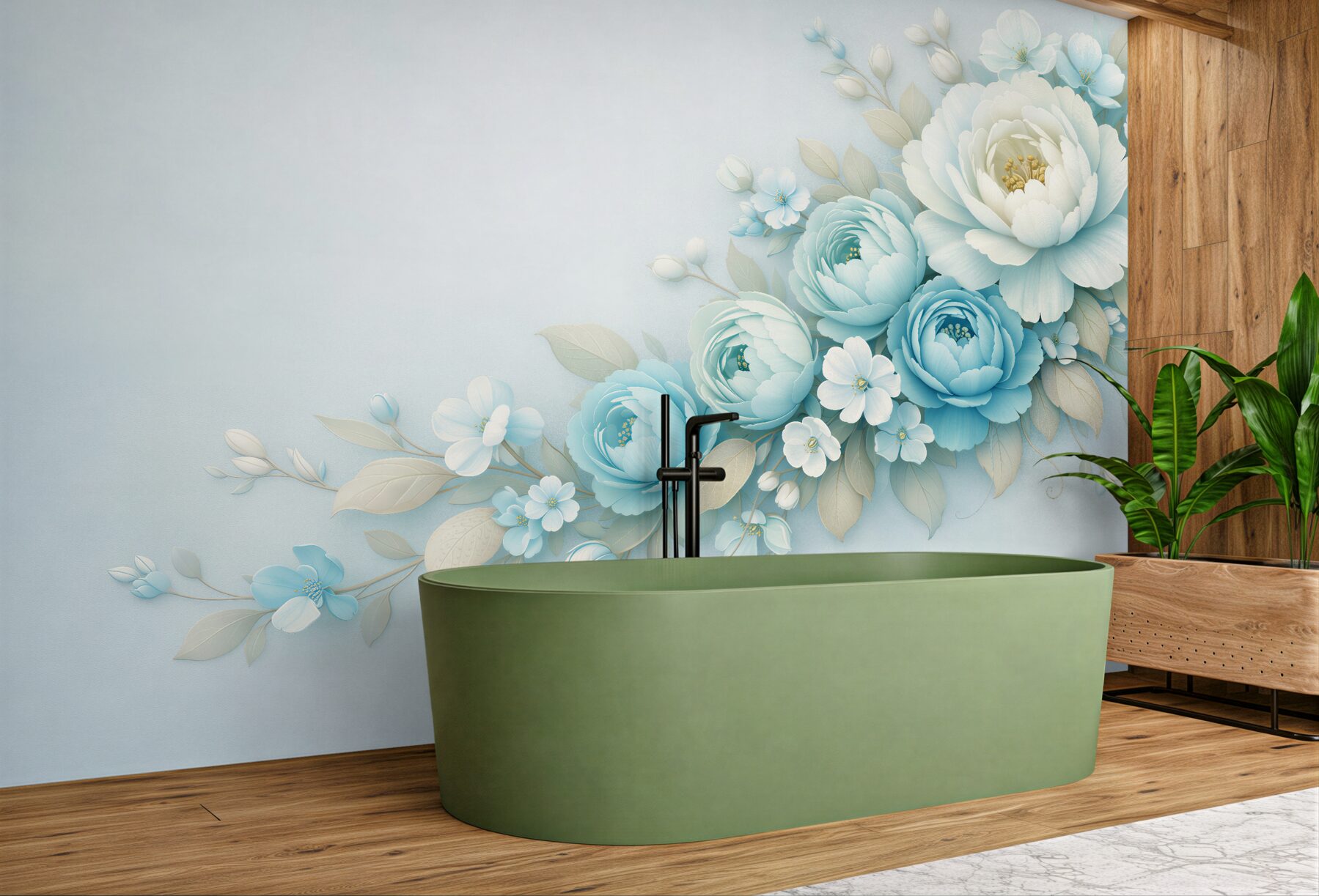Fototapeten Blaue Blumen in eleganter Optik