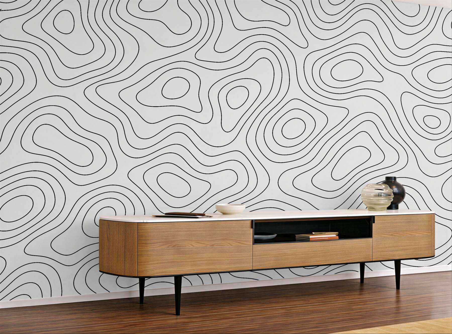Fototapeten Minimalistische topografische Linien