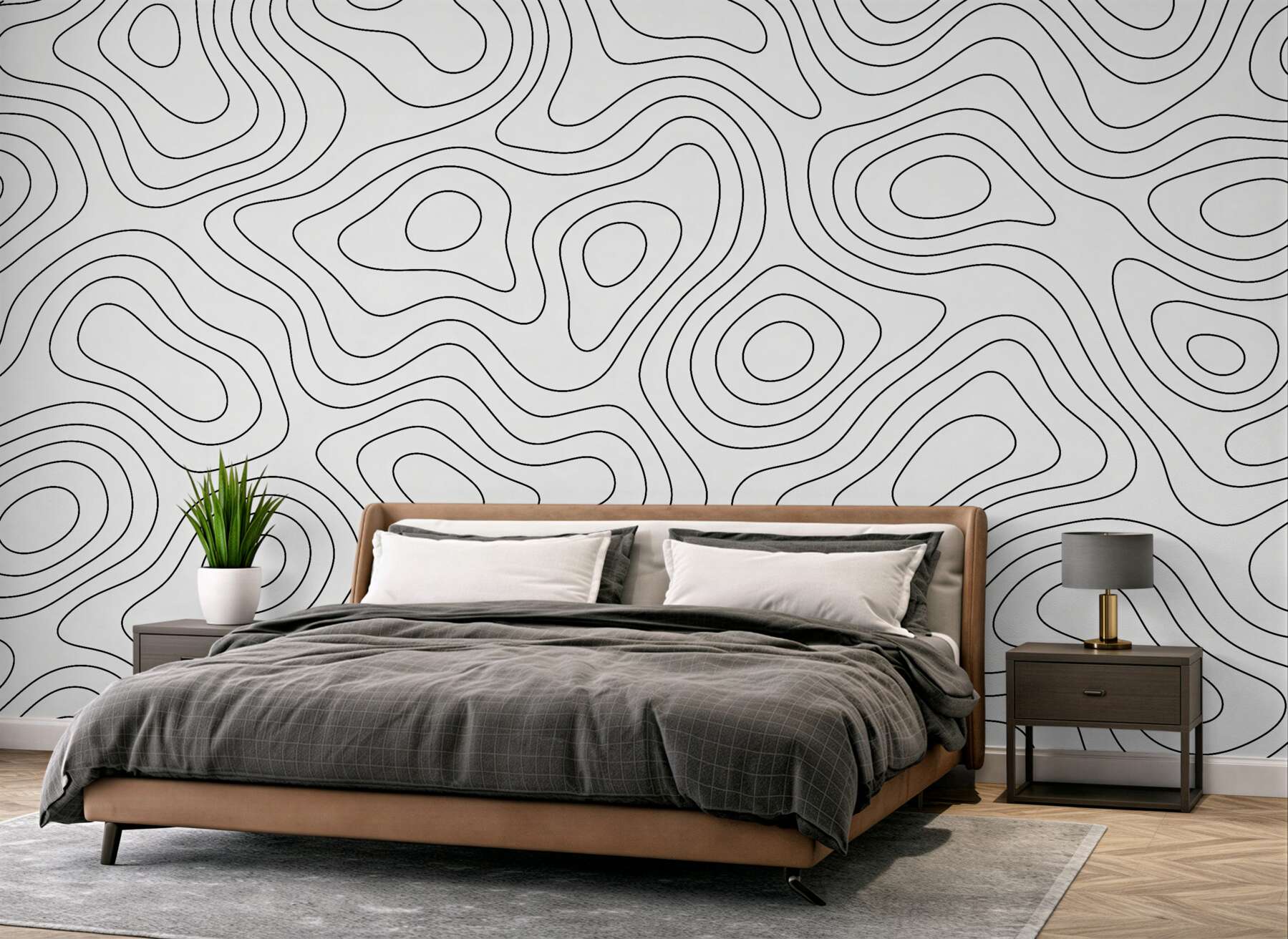 Fototapeten Minimalistische topografische Linien