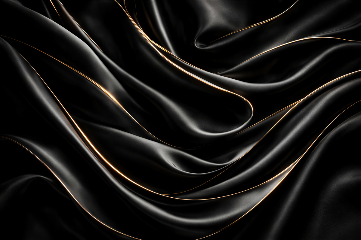 Fototapeten Schwarzer Satin mit goldener Linie