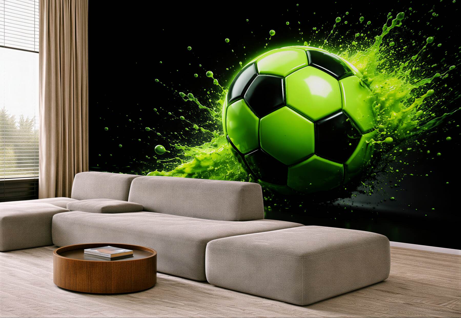Fototapeten Grüner Ball in Farbexplosion