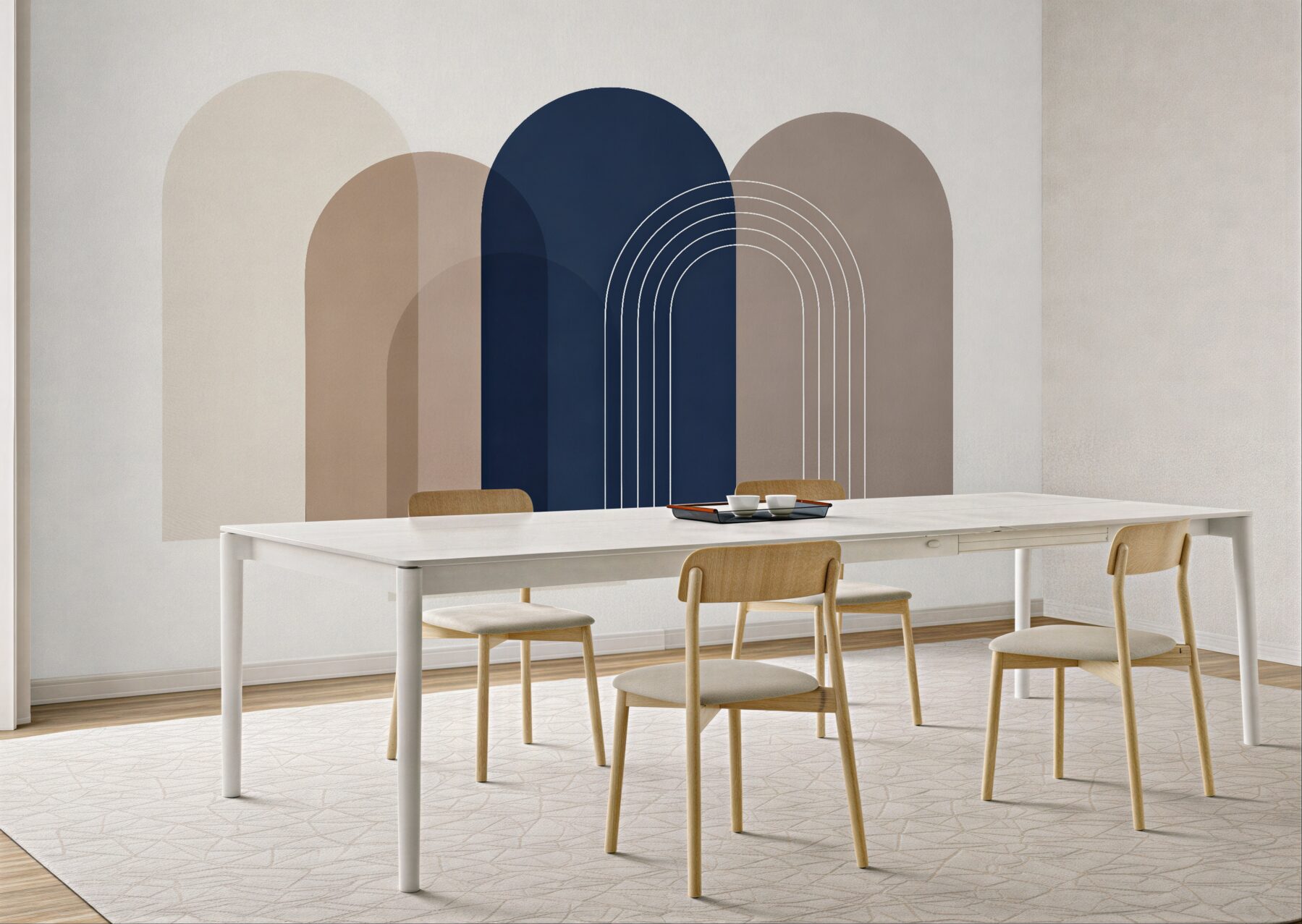 Fototapeten Minimalistische Bögen in Beigetönen