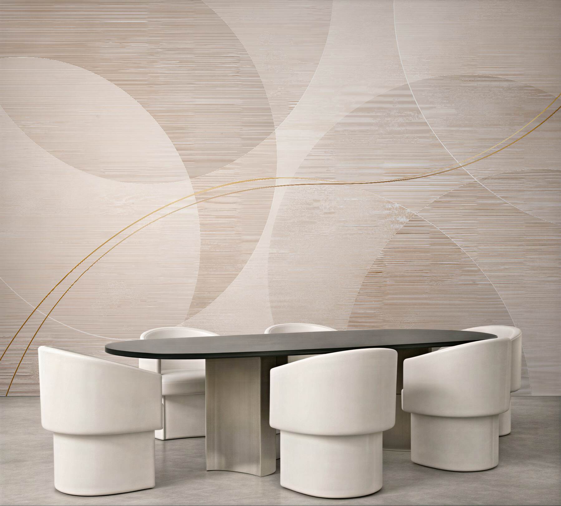 Fototapeten Beige Abstraktion mit feiner Linie