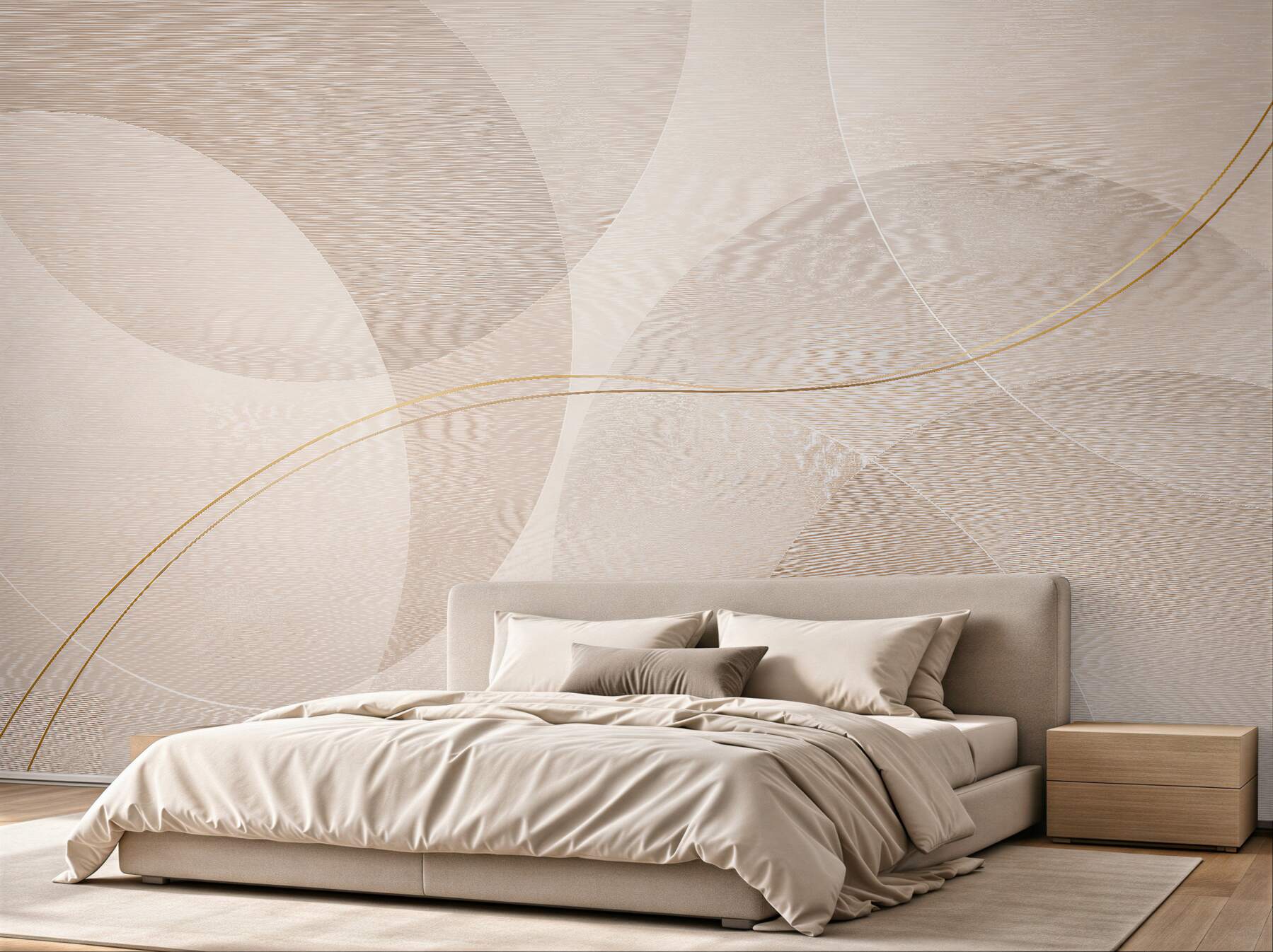 Fototapeten Beige Abstraktion mit feiner Linie