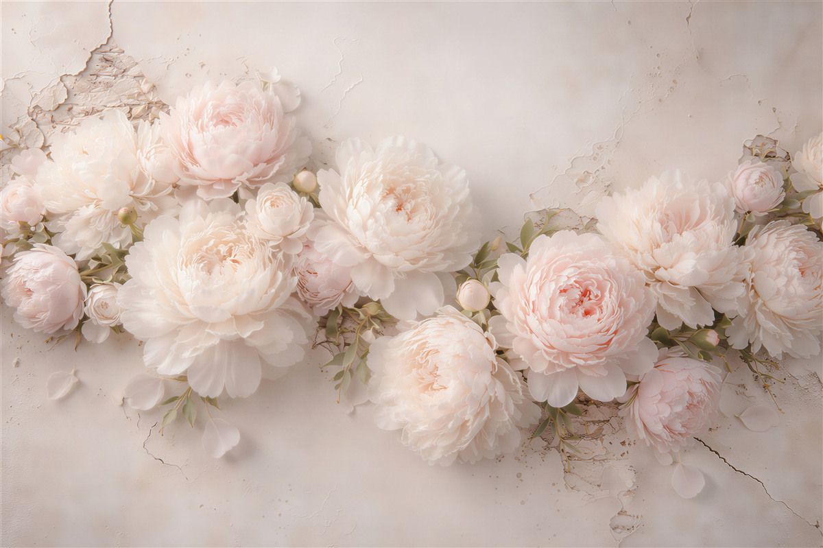 Fototapeten Puderfarbene Pfingstrosen in eleganter Blüte