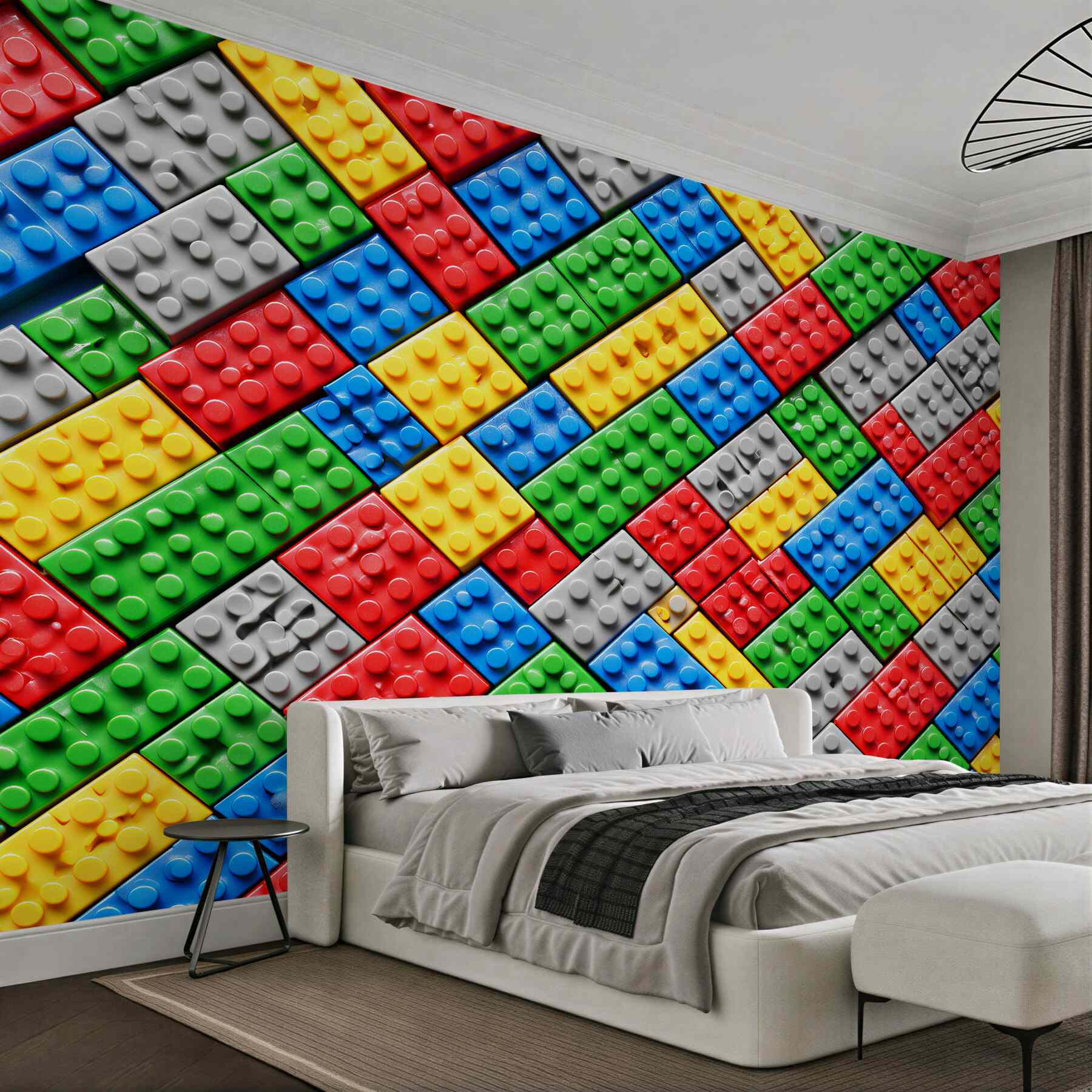 Fototapeten Bunte Bausteine in fröhlicher Anordnung