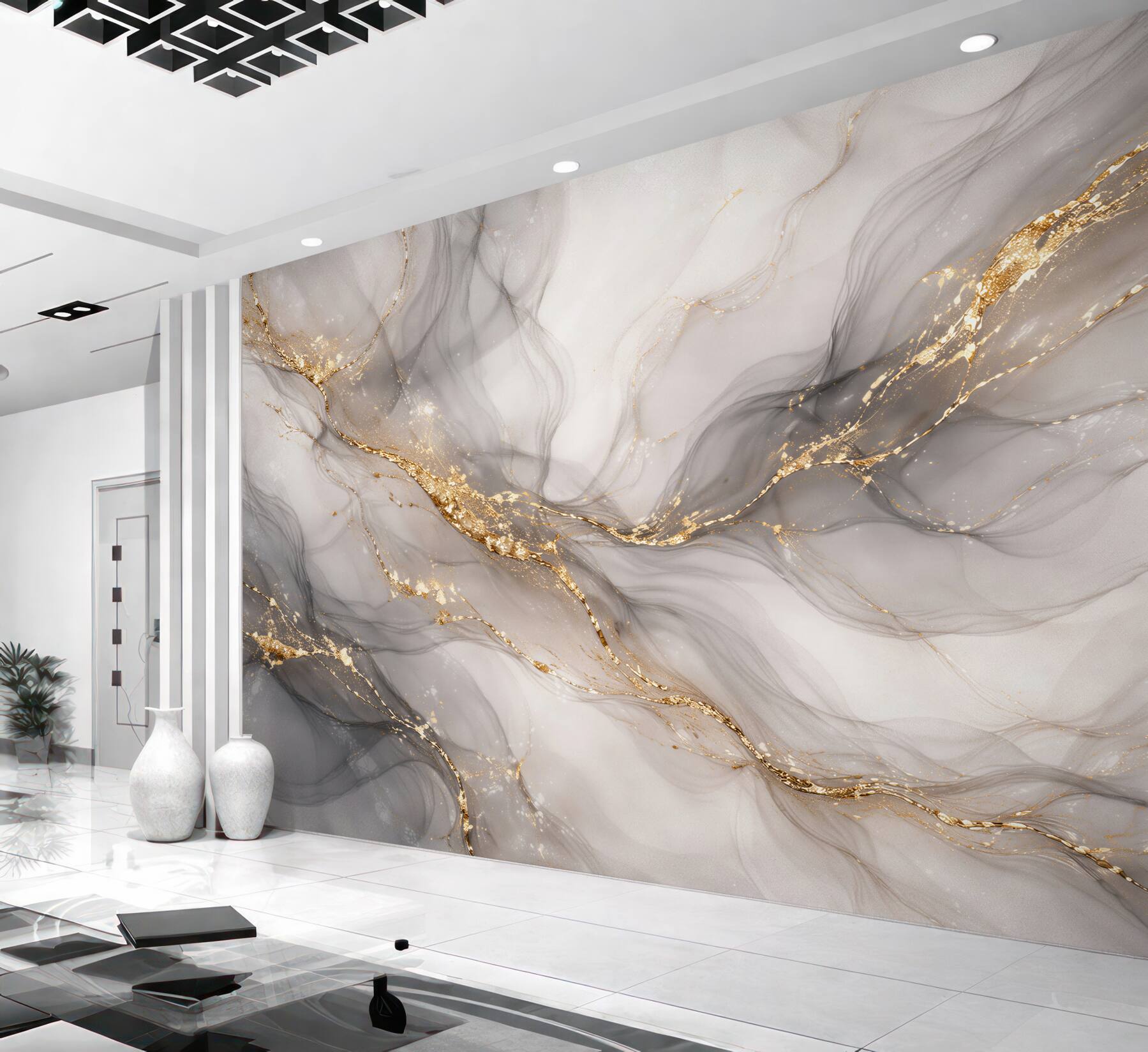 Fototapeten Zarter Marmor mit Gold