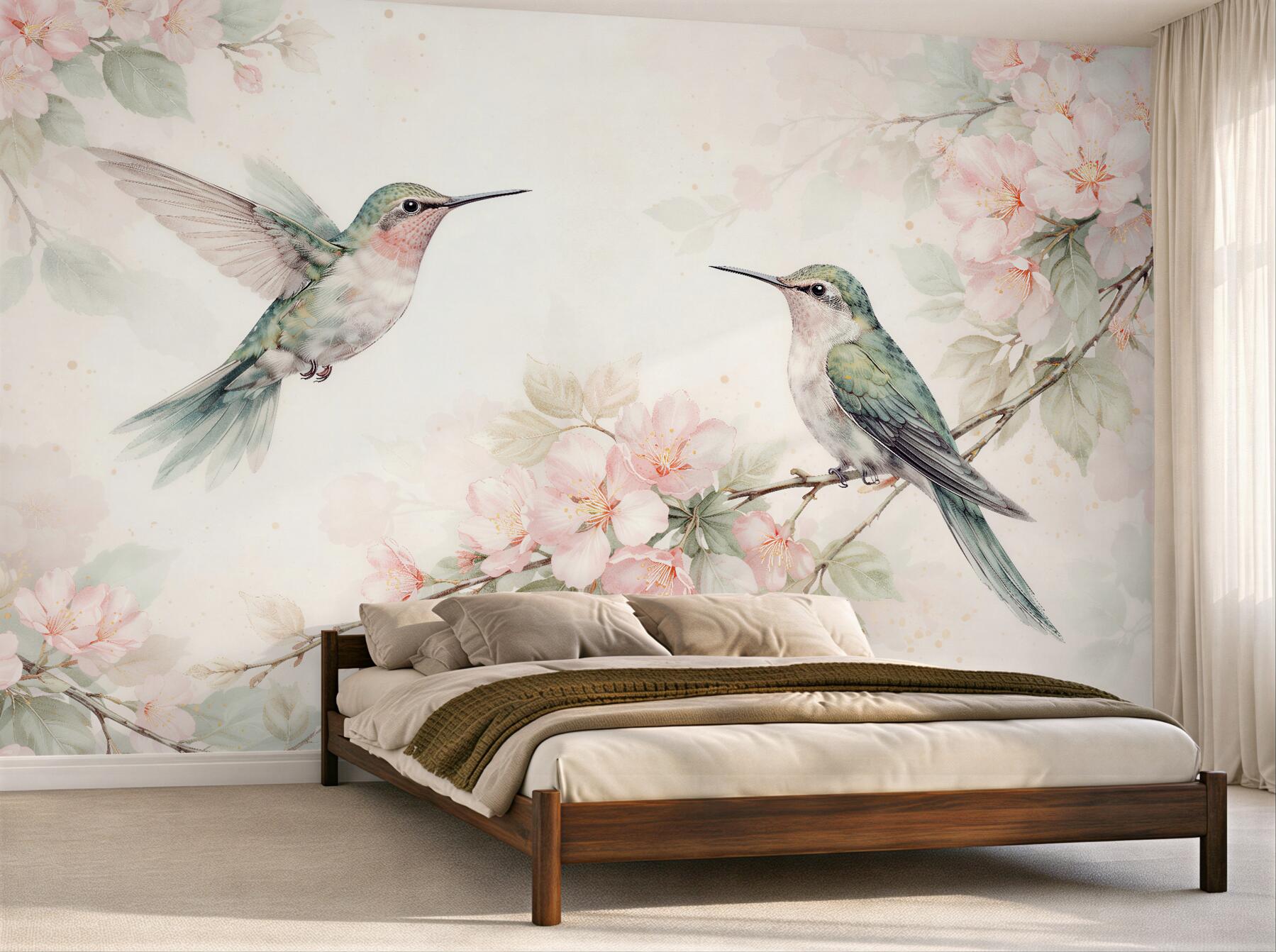 Fototapeten Kolibris in blühender Zartheit