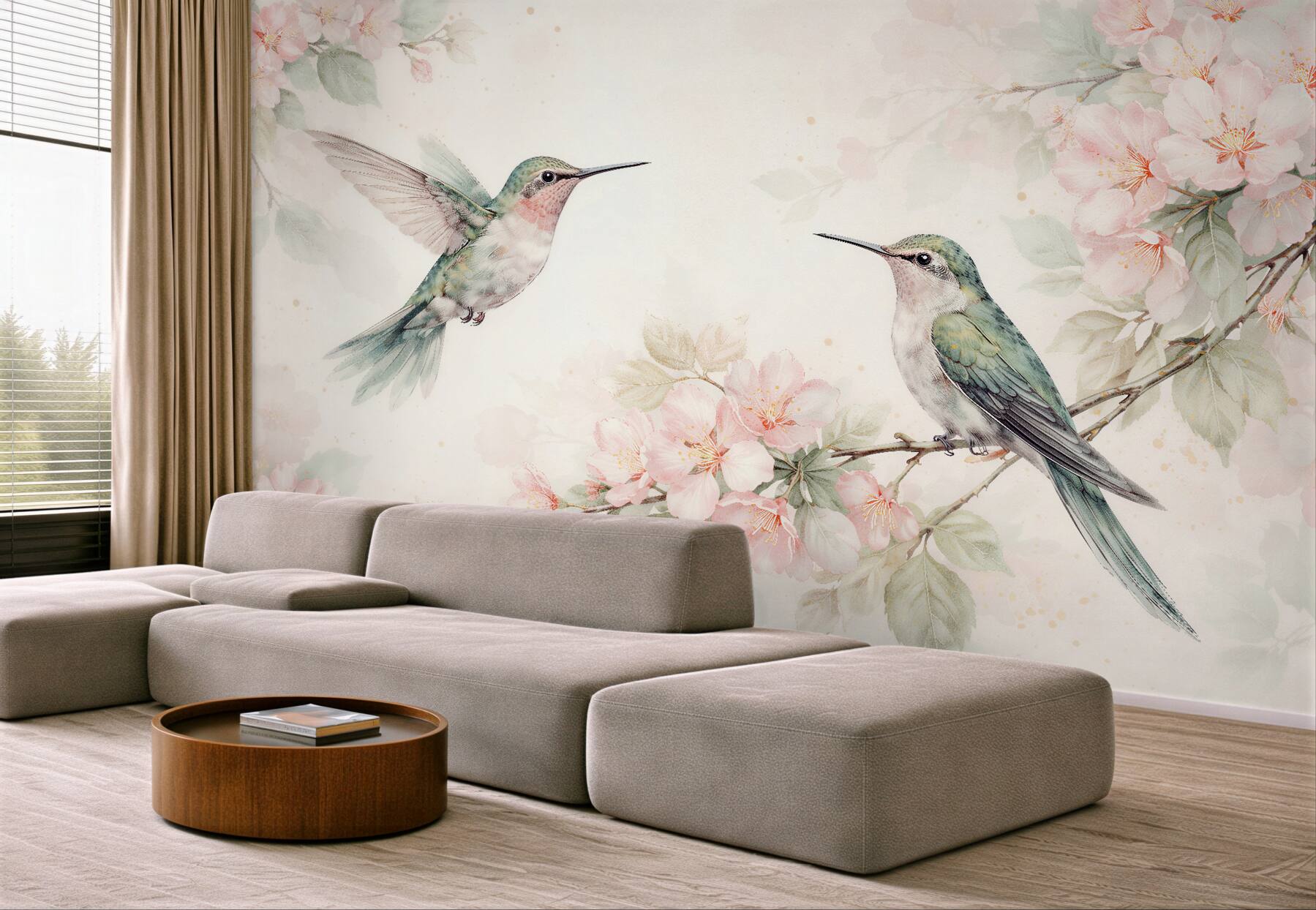 Fototapeten Kolibris in blühender Zartheit