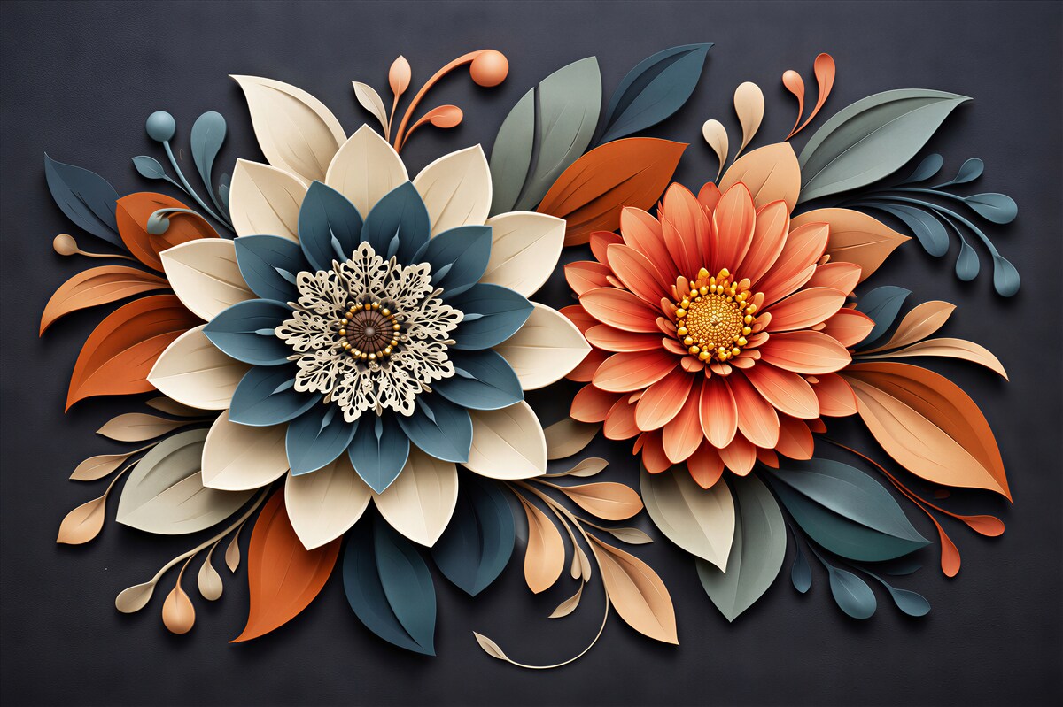 Fototapeten Papierblumen im modernen Stil