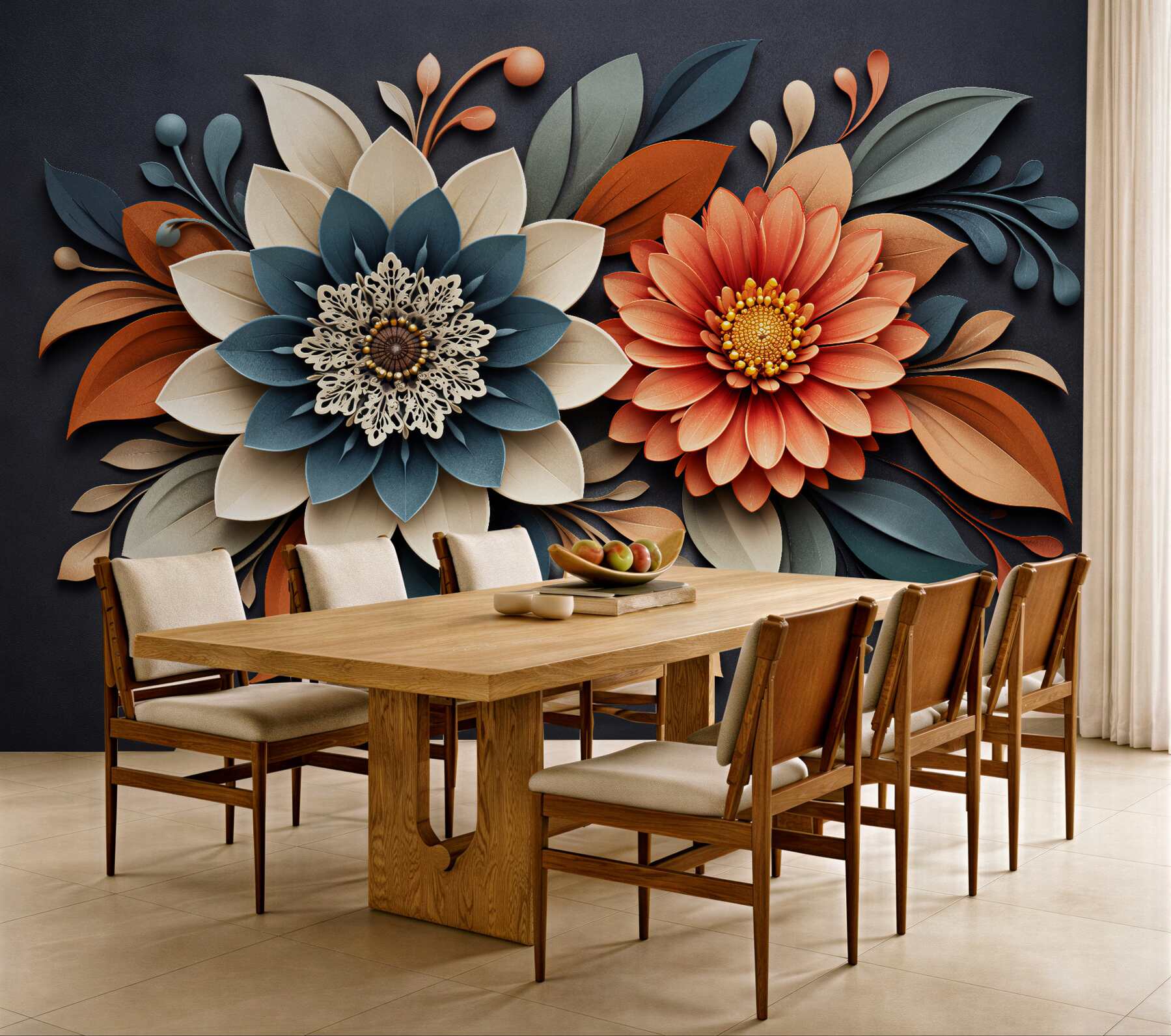 Fototapeten Papierblumen im modernen Stil